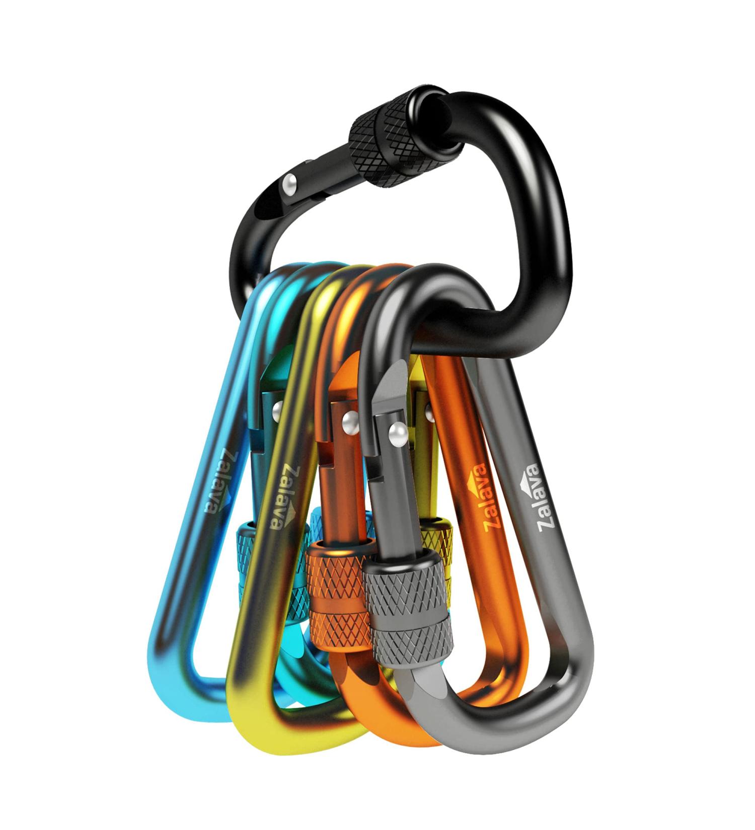 Zalava 6pcs 2D-Clip Locking Carabiner Keychain Clips in 6 Colors - Buy Online on SooperMarket.com