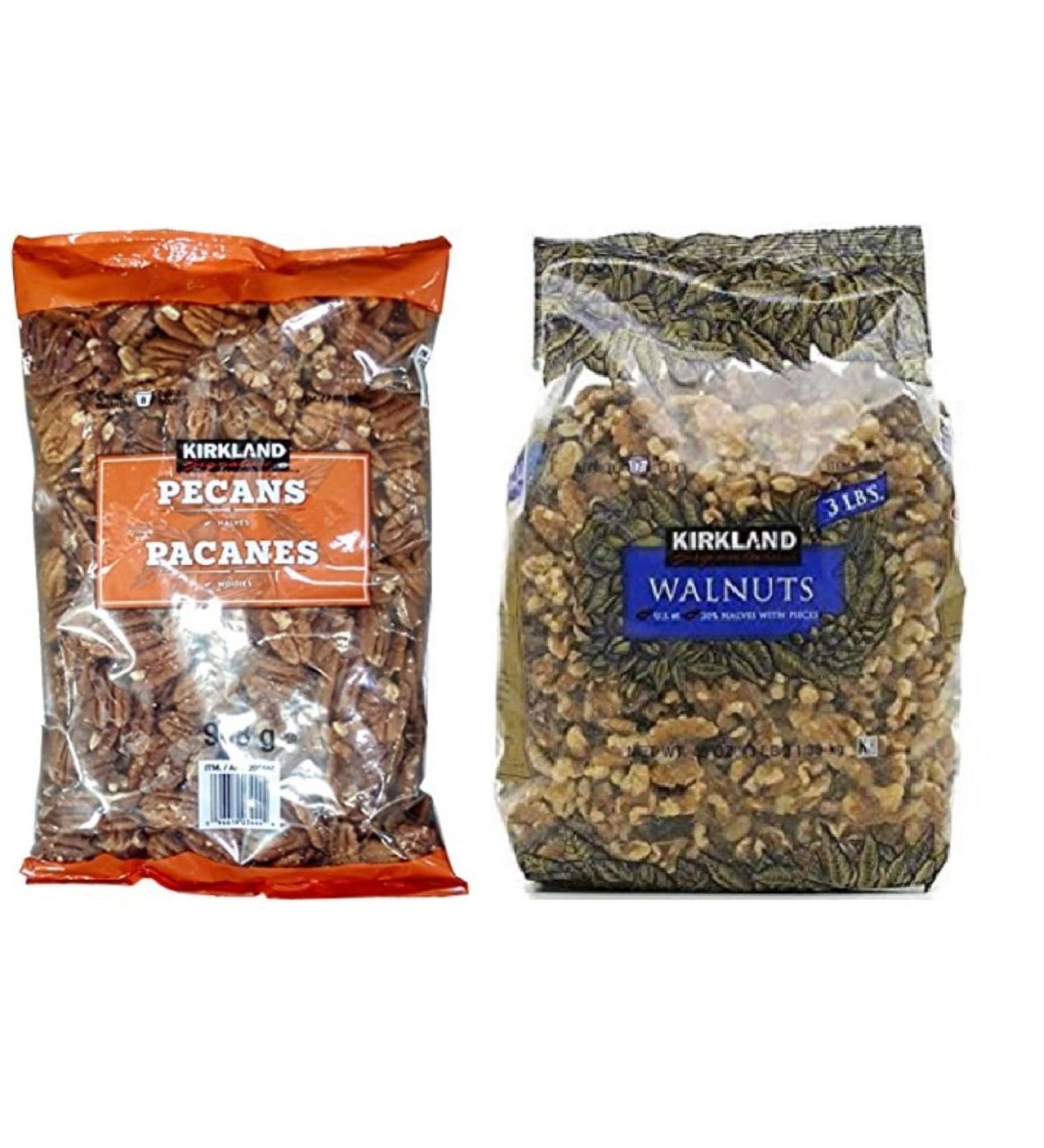Kirkland Signature Pecan and Walnuts Bundle - Includes Kirkland Signature Pecan Halves (2.0 LB) and Walnuts (3 LB)