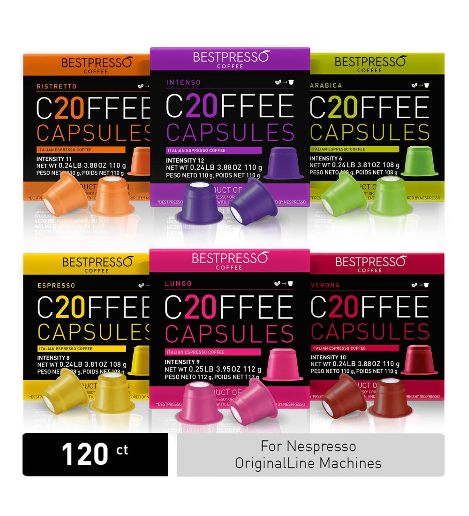 Bestpresso Coffee 120 Pod Variety Pack for Nespresso Original Machine - Certified Genuine Espresso Pods - Buy Online on SooperMarket.com