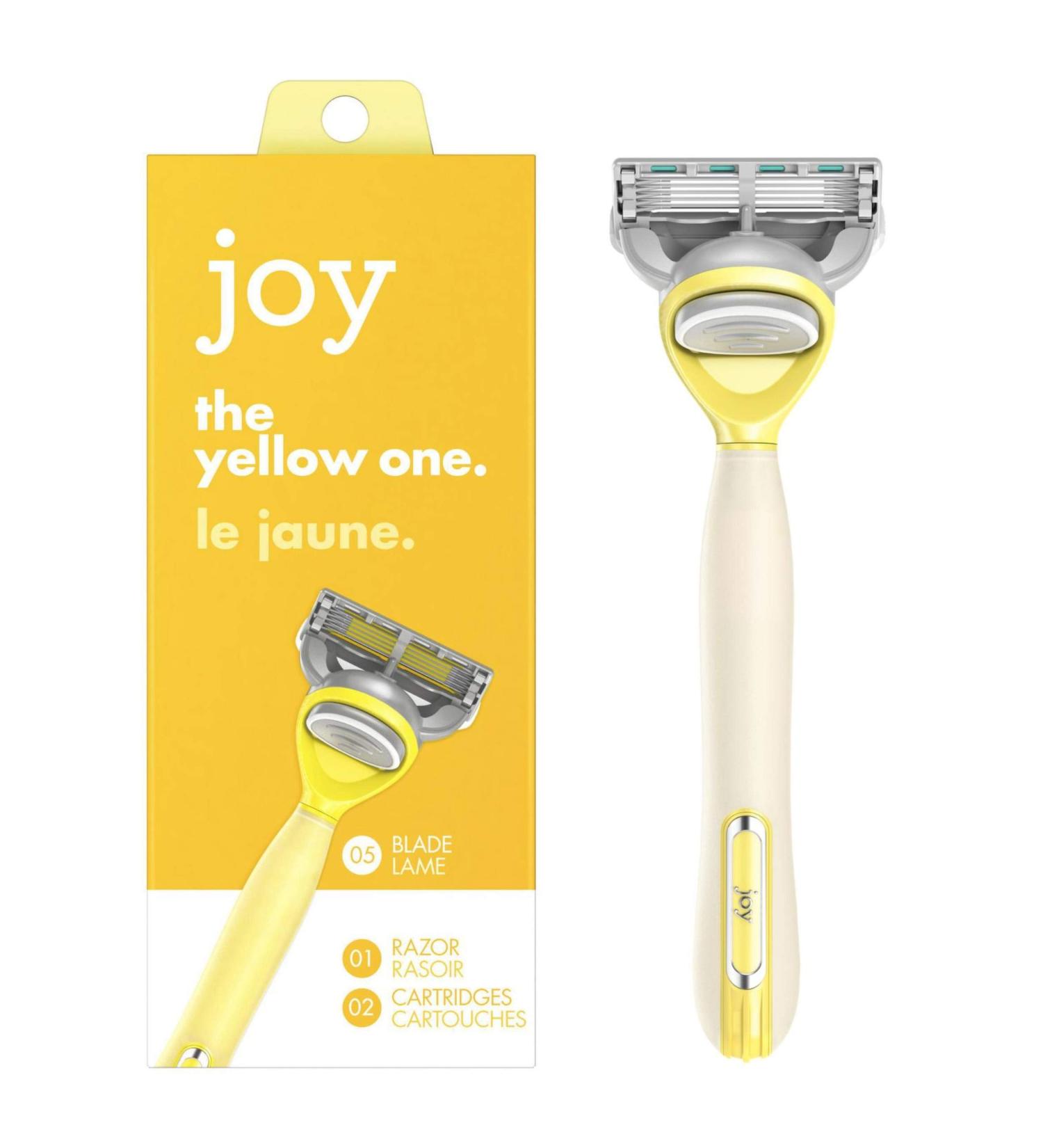 Joy Razor Handle + 2 Razor Blade Refills - Yellow | Buy Online - Buy Online on SooperMarket.com