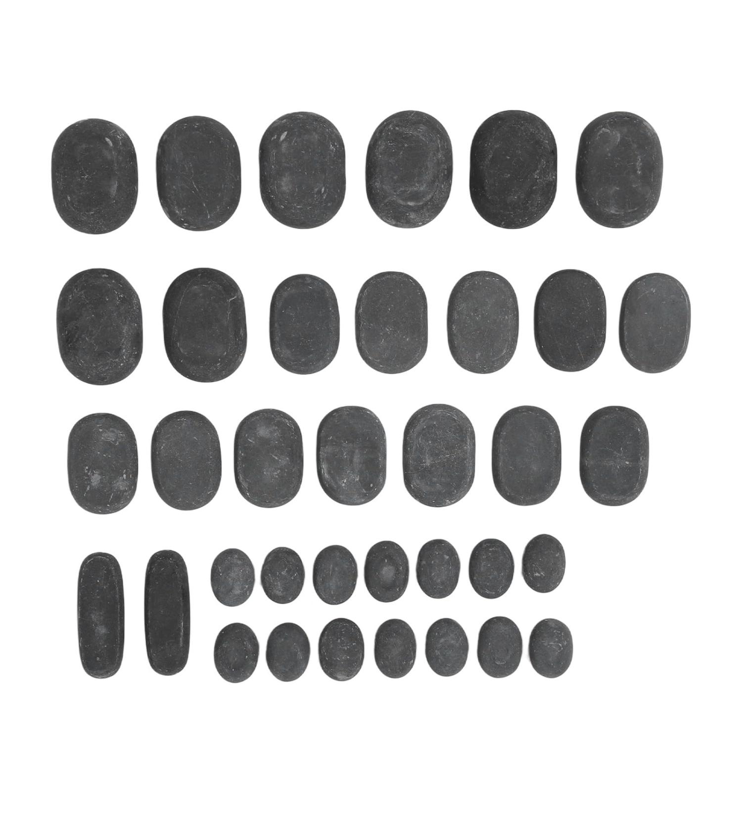 36pcs Basalt Hot Stones Set - Round Massage Stones for Body Relaxation | Spa Essentials - International Shipping - Buy Online on SooperMarket.com