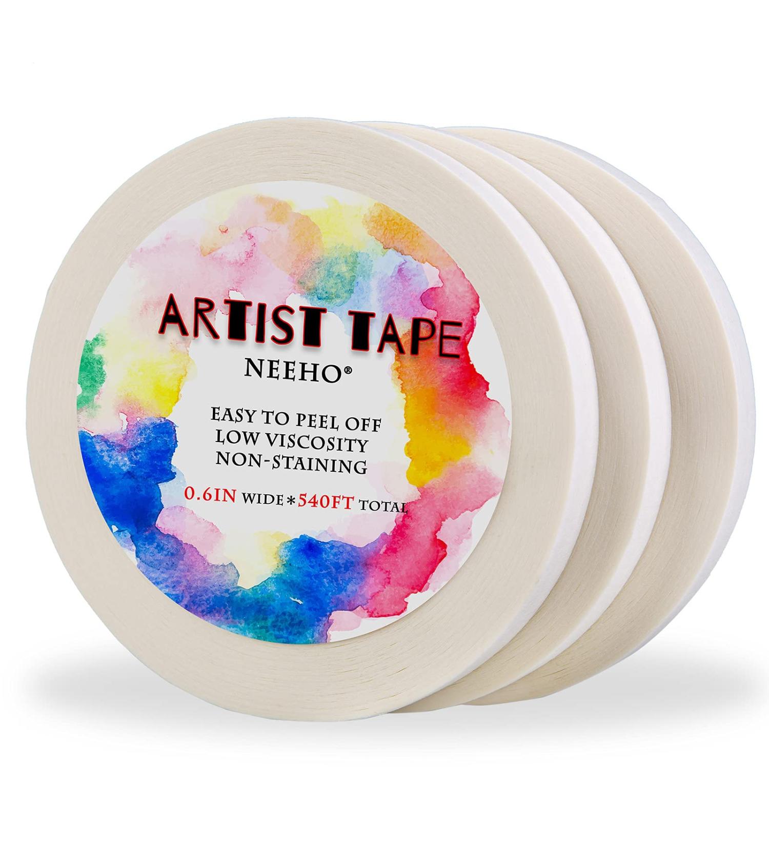 Neeho Artist Tape 3 Pack - Acid-Free White Masking Tape for Watercolor Painting and Canvas Framing - 0.6inch Wide 540FT - Buy Online on SooperMarket.com