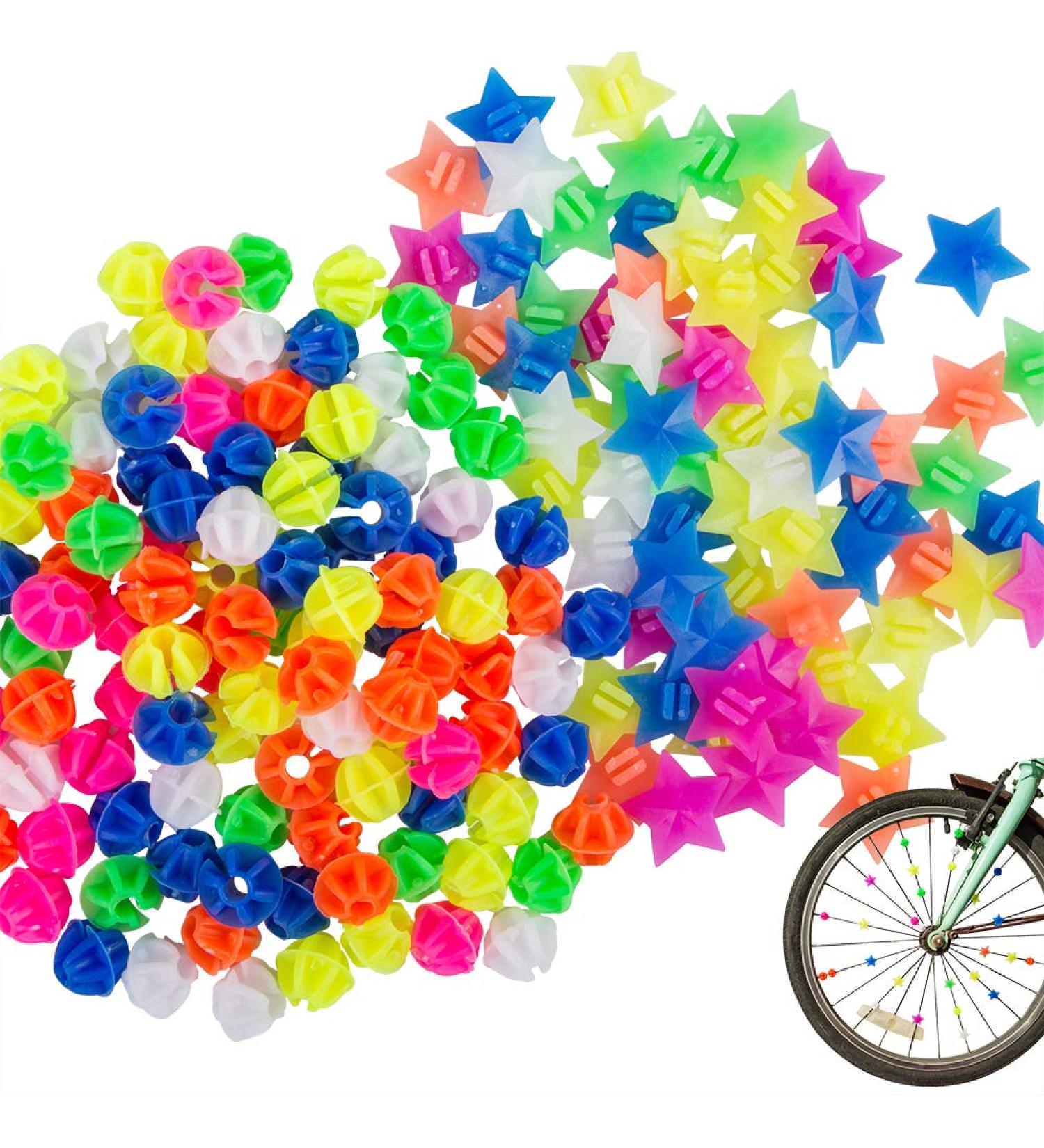 YuCool 180Pcs Colorful Bike Wheel Spoke Decorations - Plastic Clip Beads for Bicycle Wheels - Star and Derections Accessories - Buy Online on SooperMarket.com