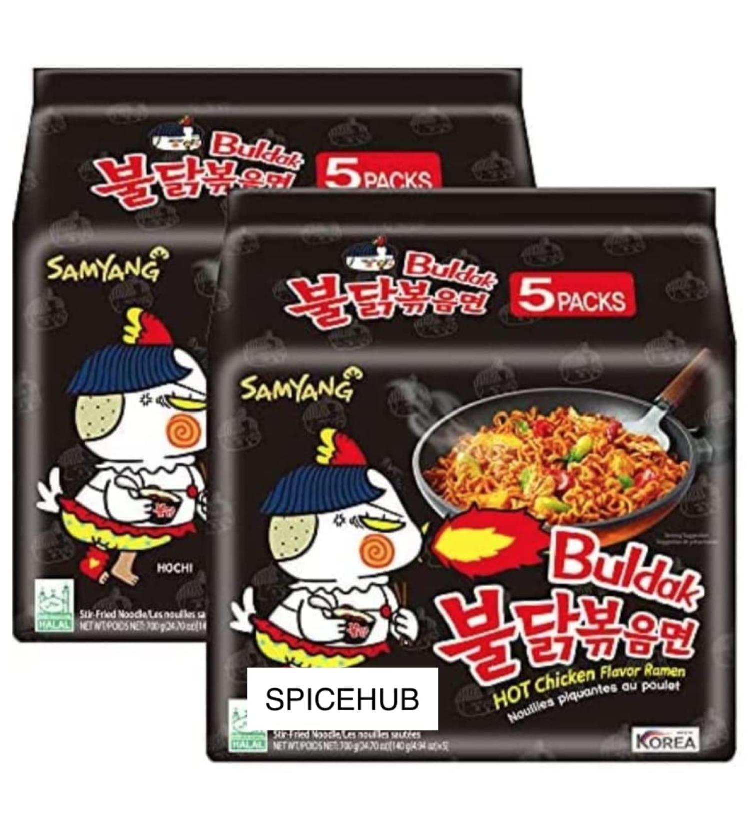 Samyang Hot Chicken Ramen Dried Buldak Noodles Halal 140g (Pack of 10) - Buy Online on SooperMarket.com