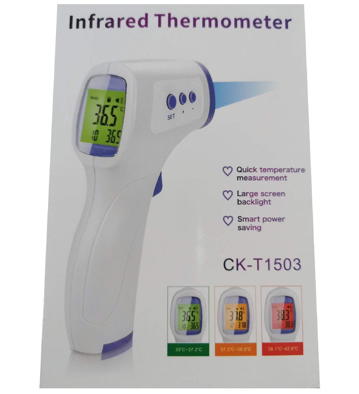 Buy Infrared Contactless Thermometer - Digital with 3 Color Display & Fast 1 Second Measurement - Manual in German - International Shipping Available - Buy Online on SooperMarket.com