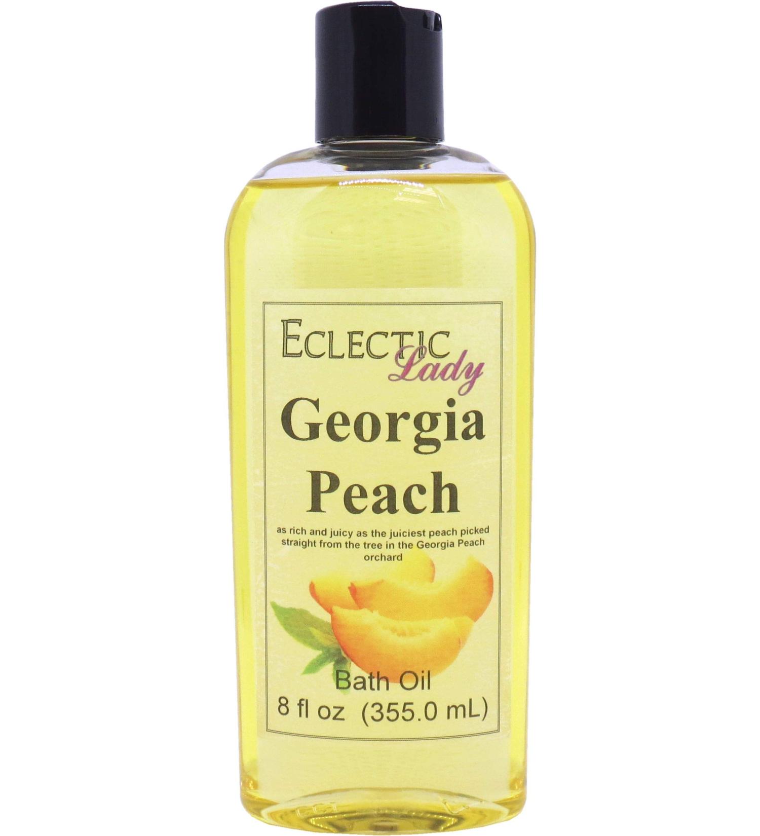 Georgia Peach Bath Oil by Eclectic Lady | Relaxing & Moisturizing Body Oil for Dry Skin | Scented Bath & Shower Oil (8 oz) - International Shipping Available - Buy Online on SooperMarket.com