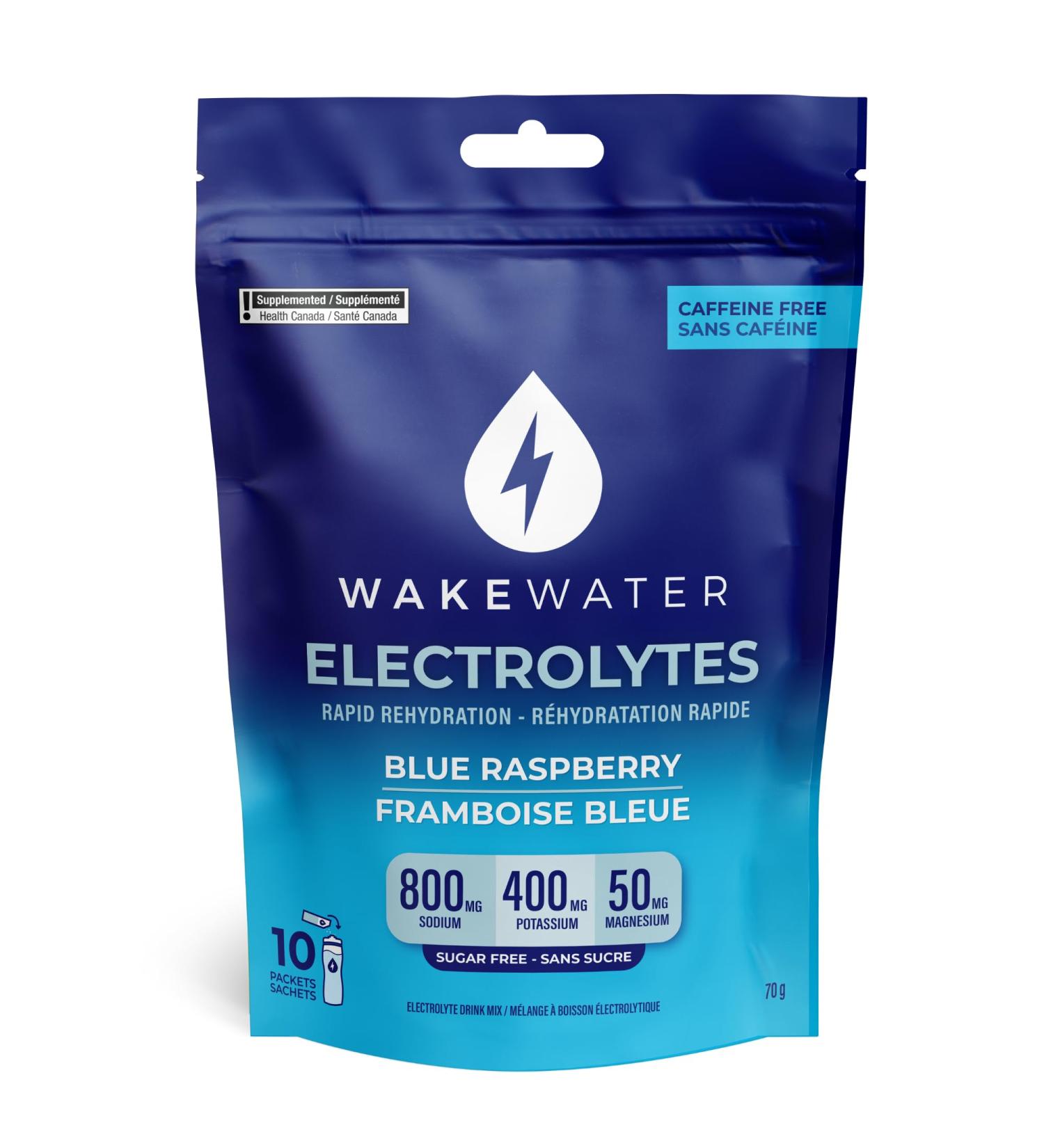 WakeWater Electrolytes Powder | Blue Raspberry 10 x 7g Electrolyte Powder Packets | Rapid Rehydration | Sugar Free | No Artificial Sweetener | 0 Calories | Keto & Paleo Friendly - Buy Online on SooperMarket.com