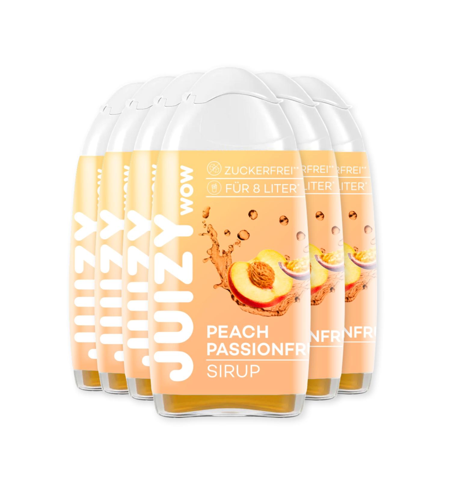 Juizy WoW Sugar-Free Peach Passion Fruit Syrup | 6 x 65ml Natural Beverage Concentrate | Zero Calories & Vegan | 72L Bundle for Guilt-Free Refreshment - Buy Online on SooperMarket.com