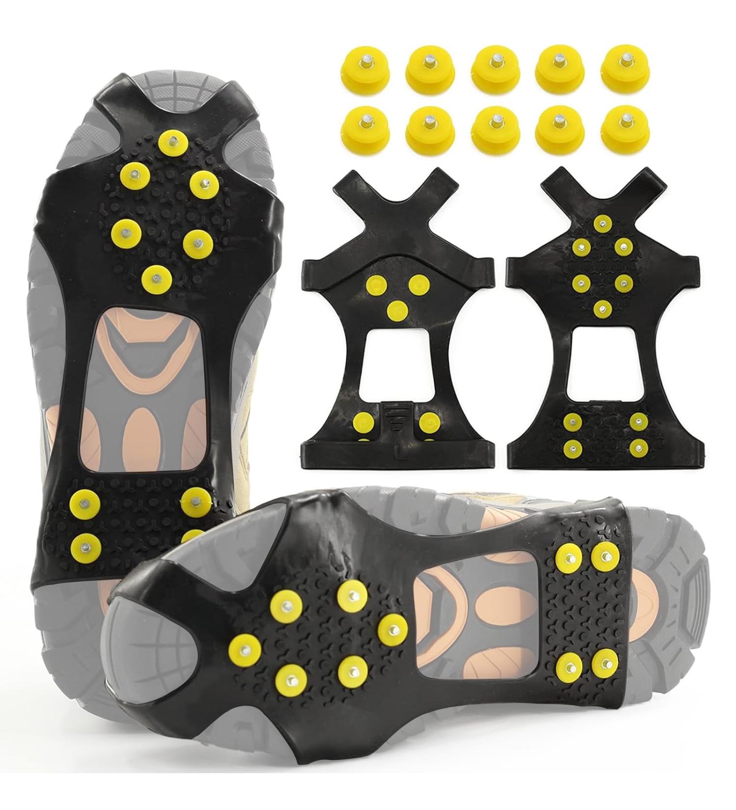 Premium 10-Spike Shoe Crampons - Anti-Slide Winter Chains for Outdoor Sports & Mountaineering (Size 31-36) - Buy Online on SooperMarket.com