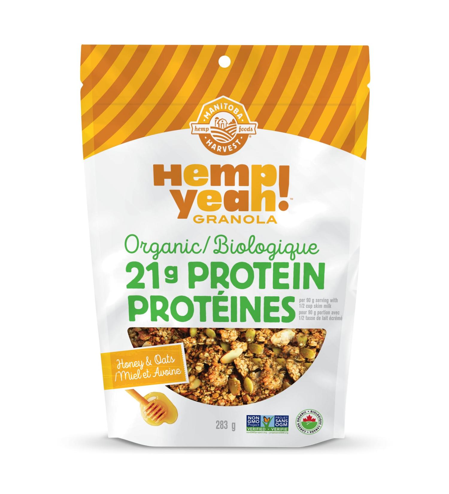 Manitoba Harvest Hemp Yeah! Granola Honey & Oats 283 g with 21 g of Protein 5 g Omegas 3 g of Fibre and 10 g Sugar Per Serving Organic Non-GMO (Pack of 6) Packaging May Vary 6 Pack Honey & Oats - Buy Online on SooperMarket.com