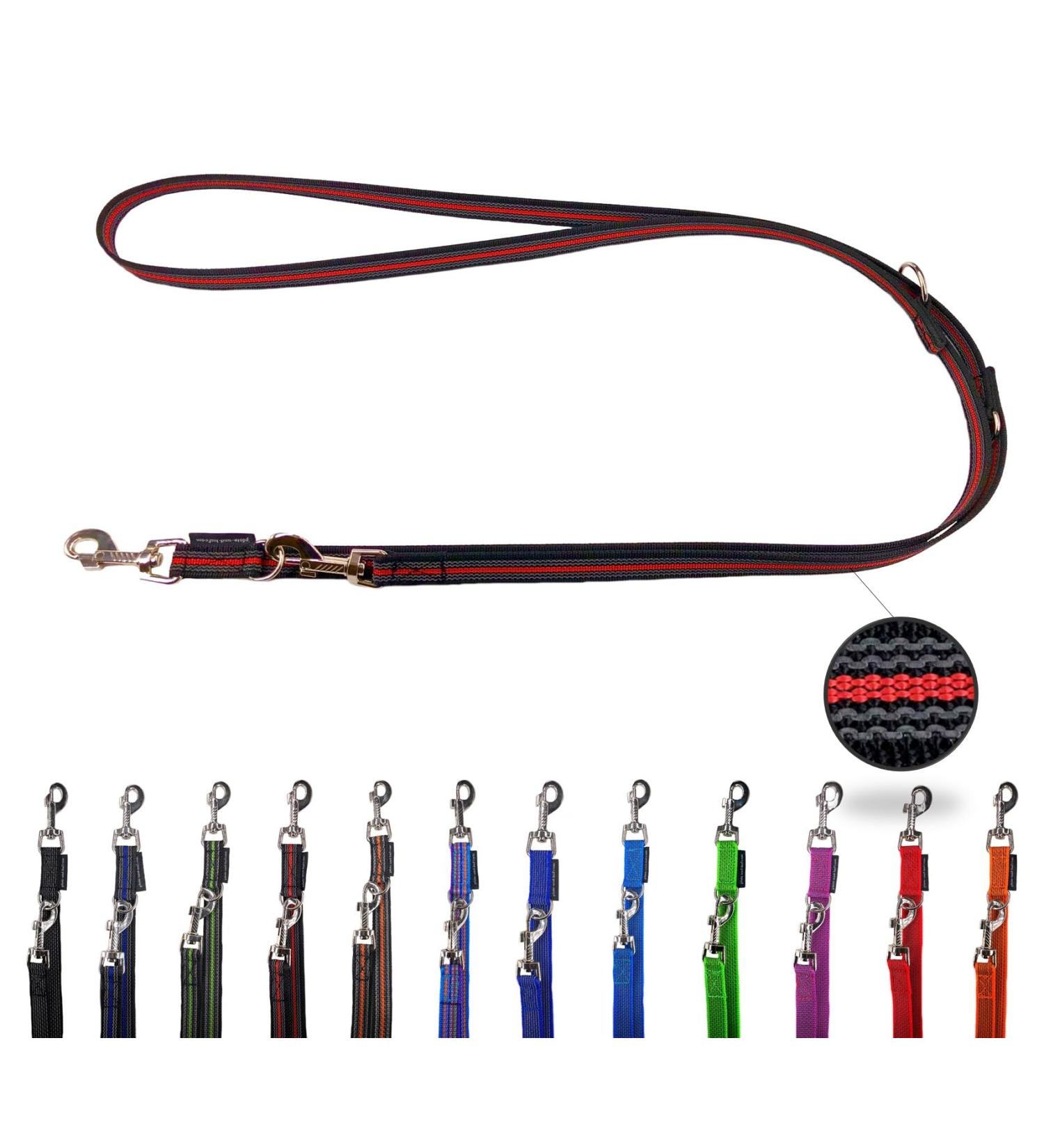 Adjustable Dog Linen Leash for Medium & Large Dogs - 2m Black-Red | Durable & Versatile - Buy Online on SooperMarket.com