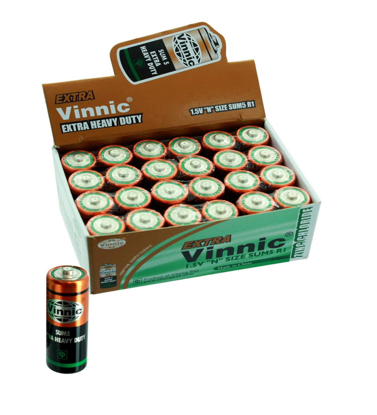 24pc VINNIC N Size Eco Green Heavy Duty Batteries - Perfect for Remotes Toys & Key FOBs | Replaces 4001 810 910A & More - Buy Online on SooperMarket.com