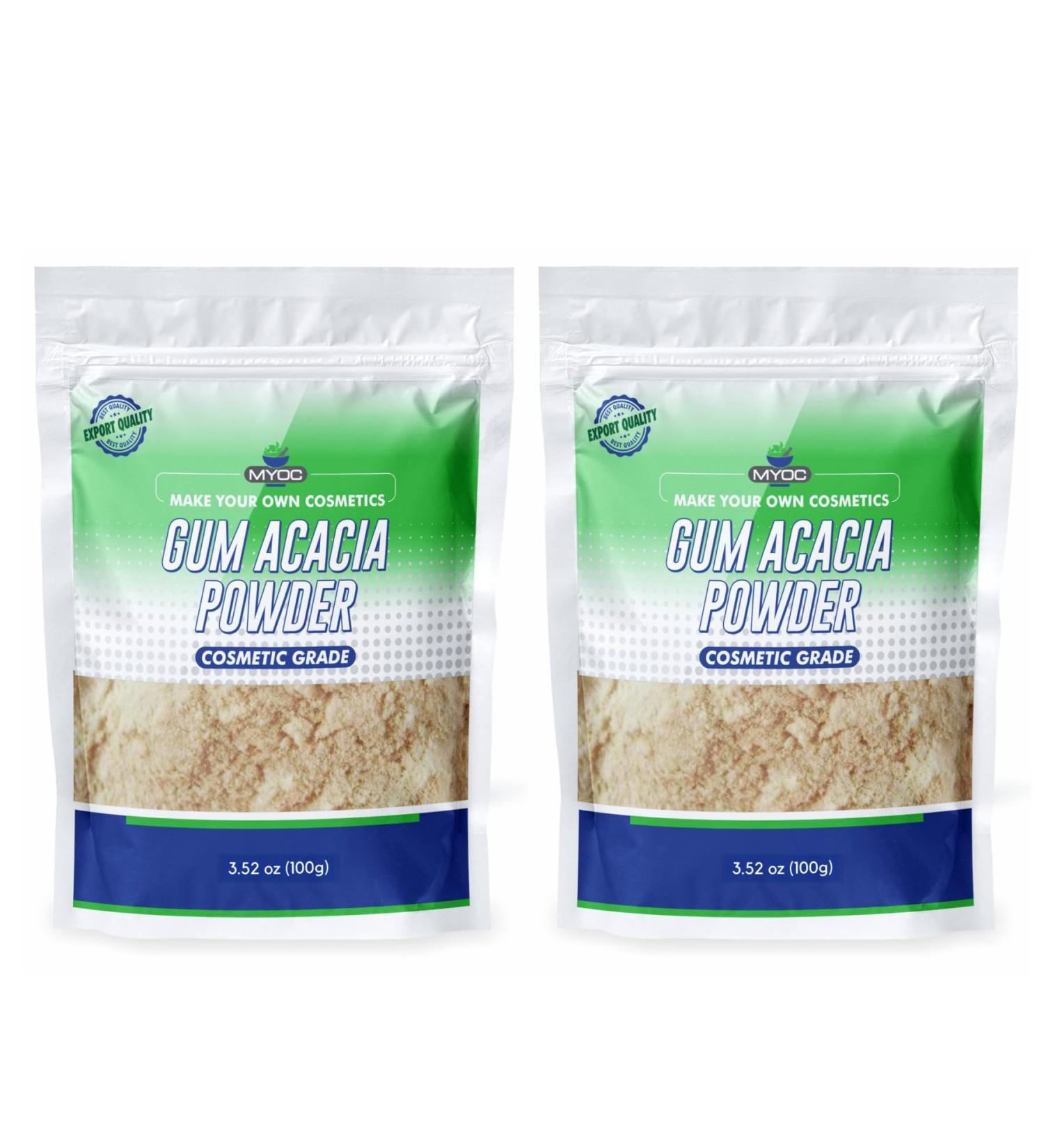 Myoc Gum (Acacia) Powder 3.5 oz (100 g) Pure Original Ingredients Gum Acacia Powder Powdered Gum Acacia Cosmetic Thickener DIY Ingredient Art & Craft- Pack of 2