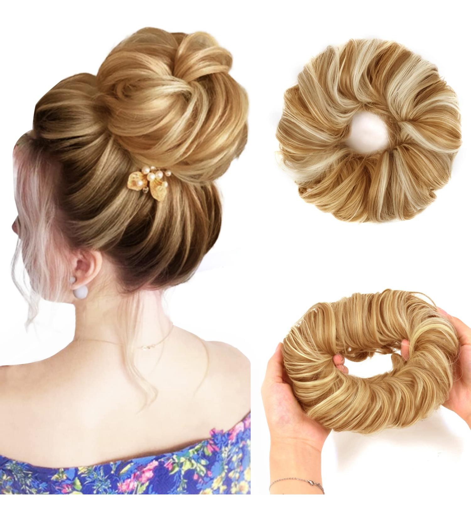Vlasy Messy Bun Hair Piece Curly Wavy Scrunchies Extension Updo Synthetic Chignon F27/613# 60g - Buy Online on SooperMarket.com