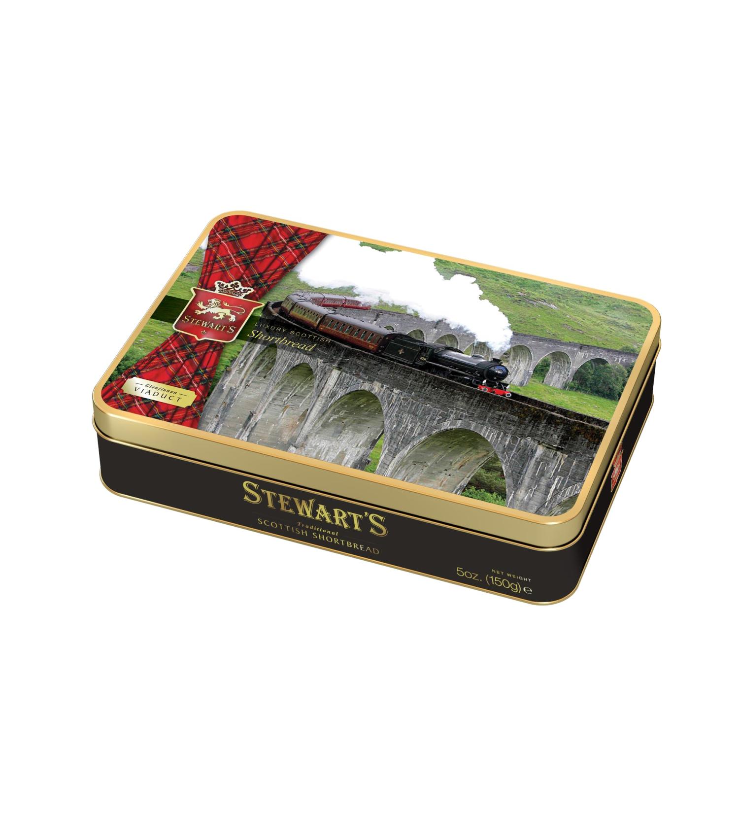 Stewart's - Glenfinnan Viaduct Shortbread Gifting Tin (150g) - Traditionally Made Luxury Scottish Shortbread Delicious Melt-In-Mouth Biscuits Ideal Collectable Treat to Share 40 Years Heritage 1 x 150g The Glenfinnan Viaduct Tin - Shortbread - Buy Online on SooperMarket.com