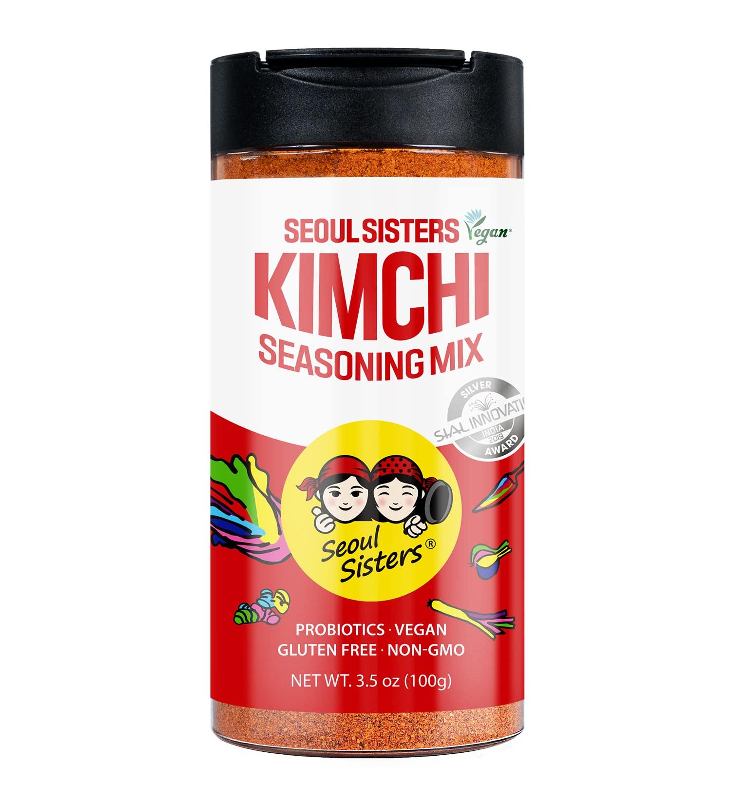 SEOUL SISTERS Korean Kimchi Powder Seasoning Mix - Spicy 3.5 oz (100g) | Probiotic Barbecue Rub for Meat & Vegetables - Buy Online on SooperMarket.com