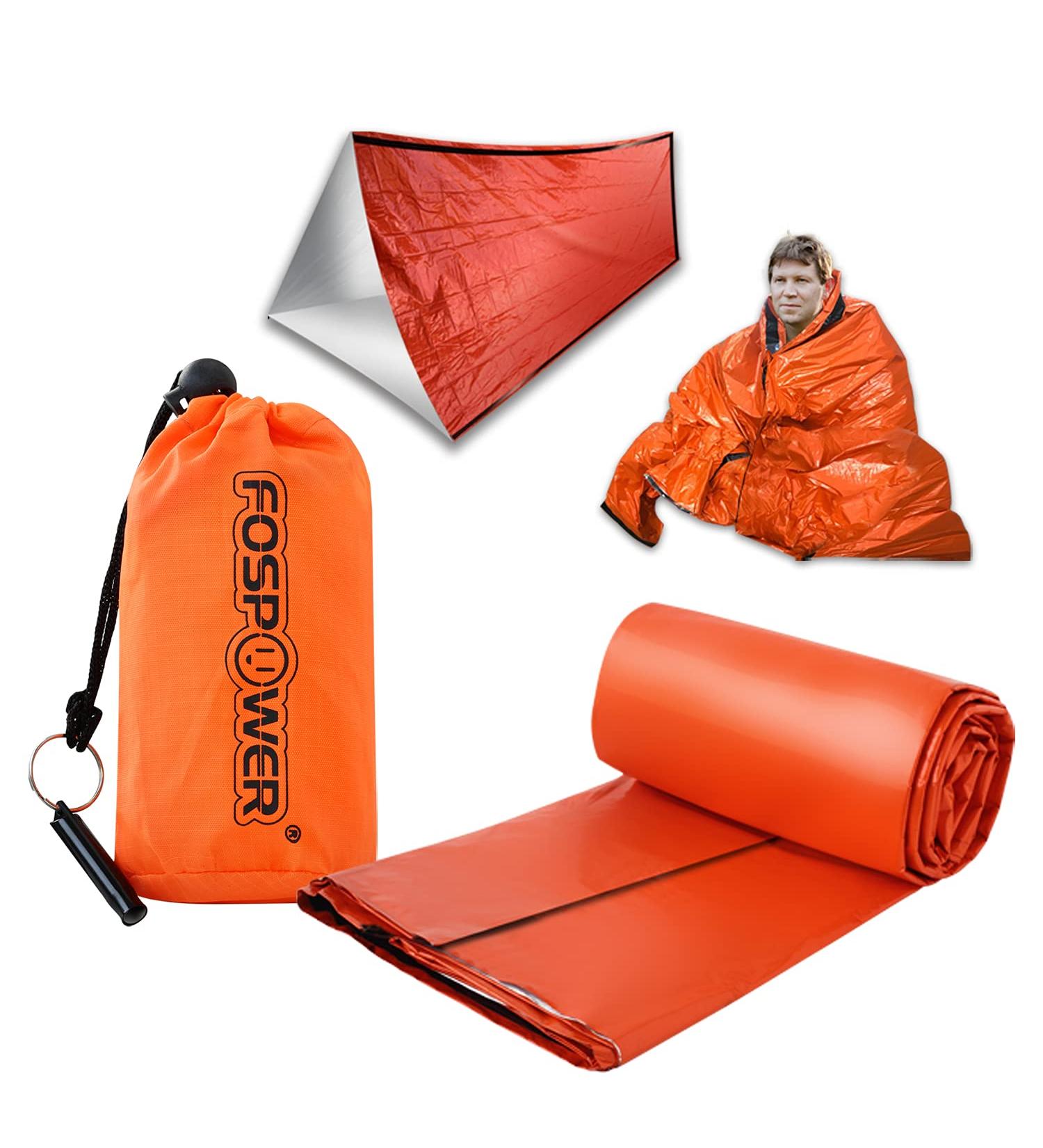 FosPower Emergency Sleeping Bag - Waterproof Survival Shelter Tent & Thermal Blanket with Whistle | Bivvy Bag for Camping, Hiking & Outdoors - Buy Online on SooperMarket.com