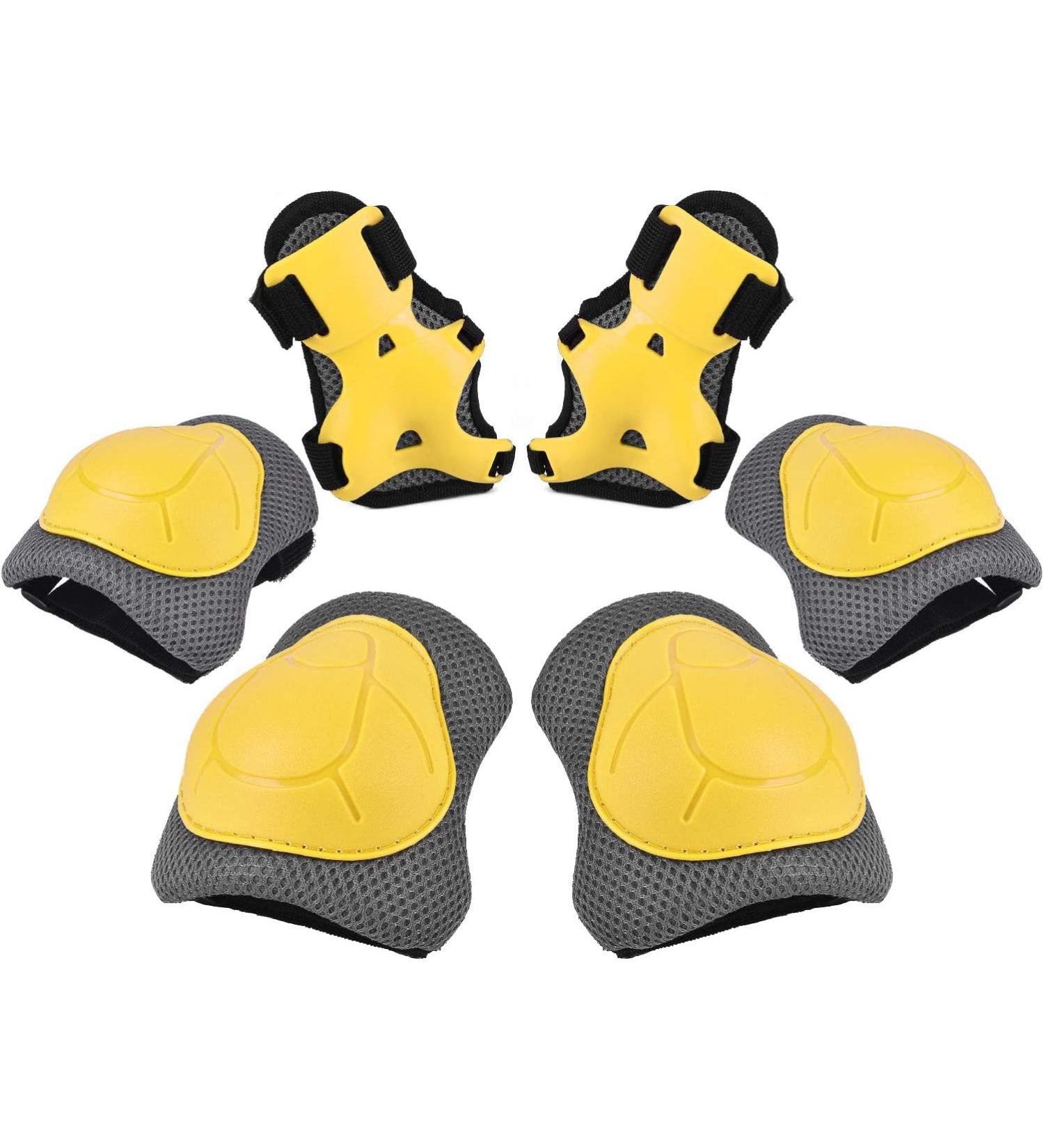 Kids/Youth Roller Skates Protective Gear Set - Yellow/Grey - Medium Size - Buy Online on SooperMarket.com
