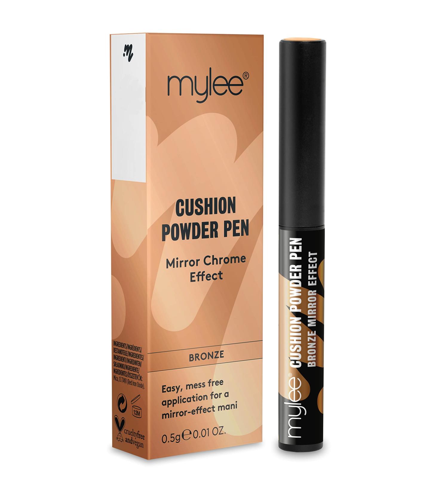 Mylee Air Cushion Chrome Powder Pen - Holographic Bronze Nail Powder for Shiny Metallic Mirror Effect - Long Lasting DIY Nail Art Tool - Buy Online on SooperMarket.com