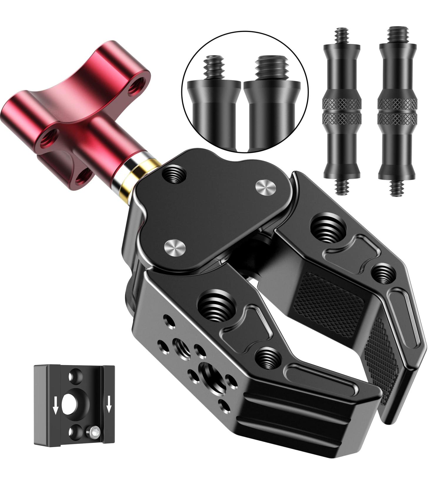 Super Clamp with 1/4&3/8 Standard Stud for Photo Video Studio - Camera Crab Clamp for Lighting DSLR Rig, LED Lights, Flash, Monitor Mic - Buy Online on SooperMarket.com
