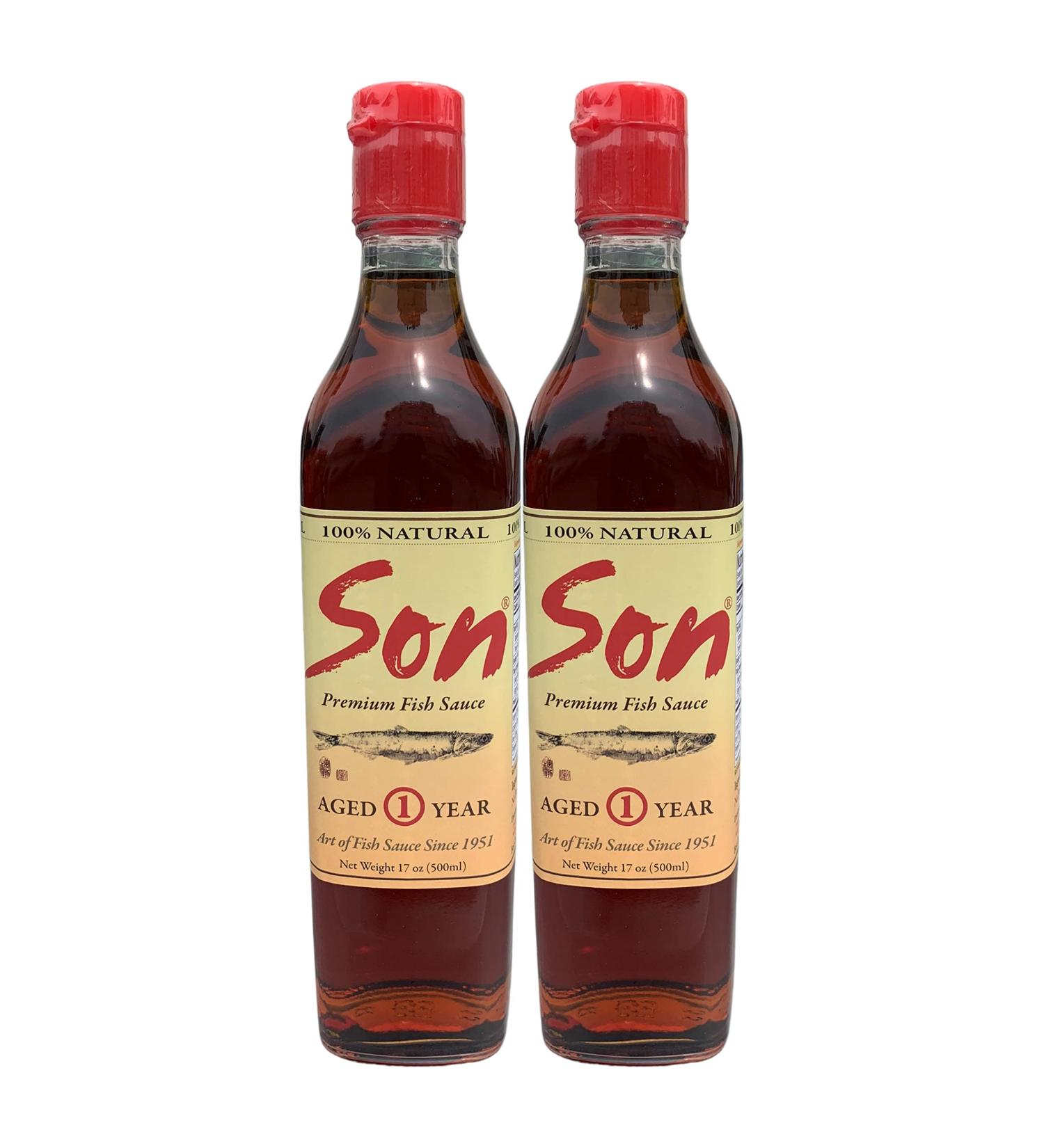 Son Fish Sauce - Premium Vietnamese Artisanal Aged Anchovy Sauce | Gluten-Free, No Shellfish, No MSG | 17.0 oz Bottle | Pack of 2 - Buy Online on SooperMarket.com