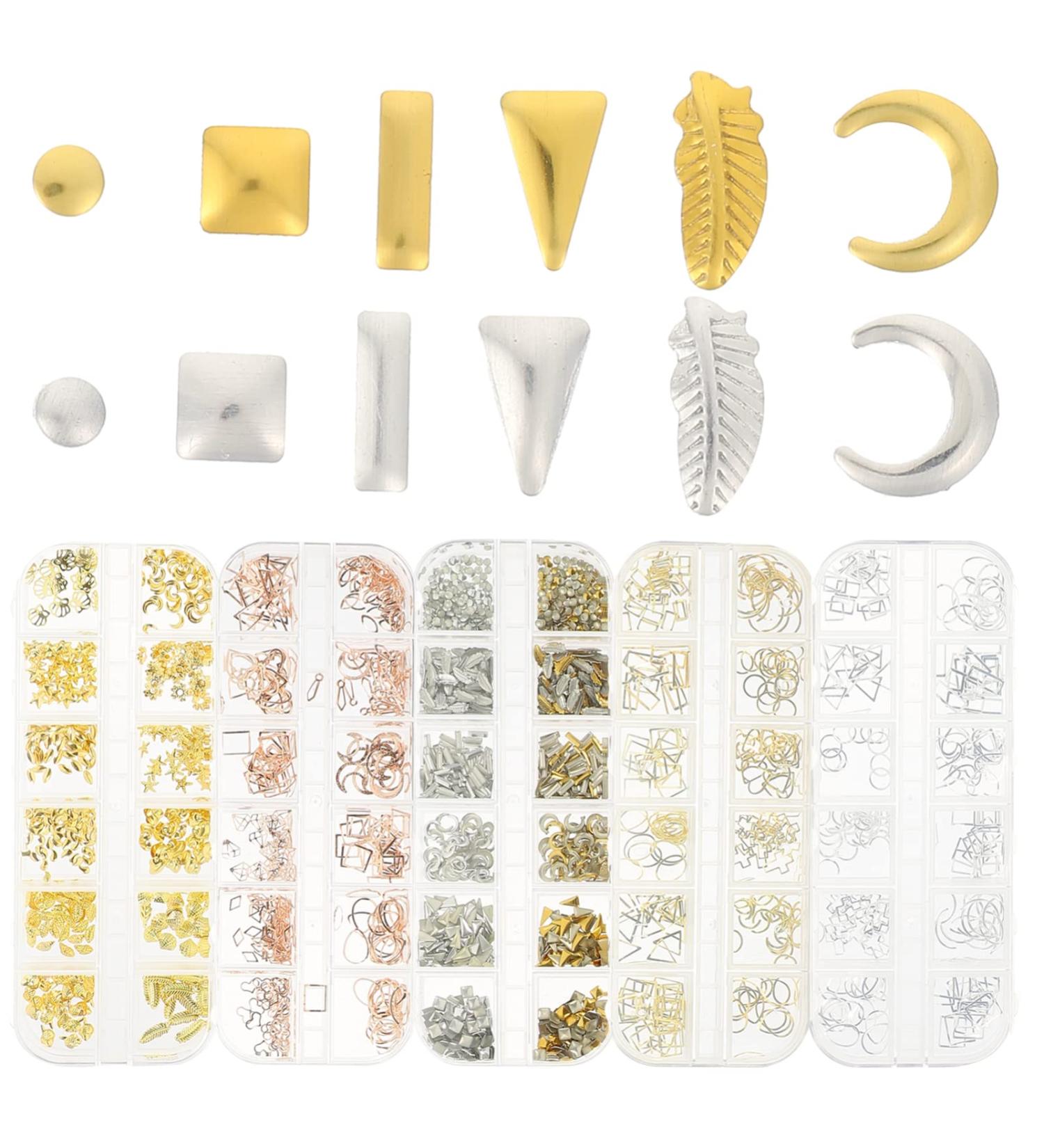 Beavorty 5 Boxes metal nail decoration rhinestones for nails Unique nail decor DIY rhinestones for crafts nail art jewel stickers manicure kit manicure metal decor jewelry pp the circle 3d - Buy Online on SooperMarket.com
