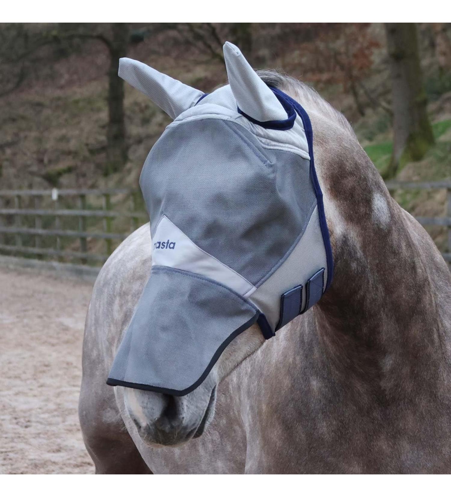 Masta Equine Fly Mask - Full-Face & Nose Coverage Eye Clearance Durable Mesh Midge-Proof UV Protection Adjustable Fit & Soft Fleece Edge - Horse Comfort Design with 70% UV Blocking SMPONY Grey Full Grey - Buy Online on SooperMarket.com