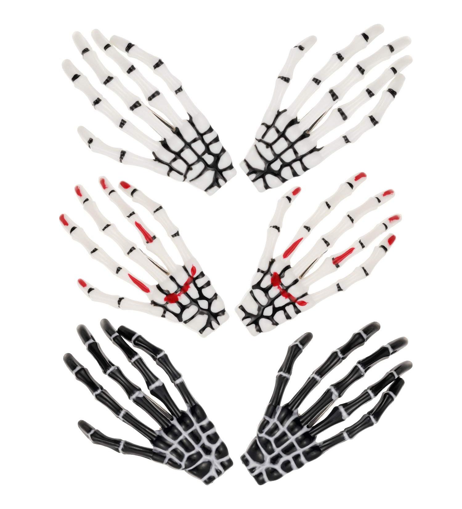 Skeleton Hands Hair Clips - 6 Piece Set for Women and Girls, Punk Rock Horror Hair Accessories - Classic Color - Buy Online on SooperMarket.com