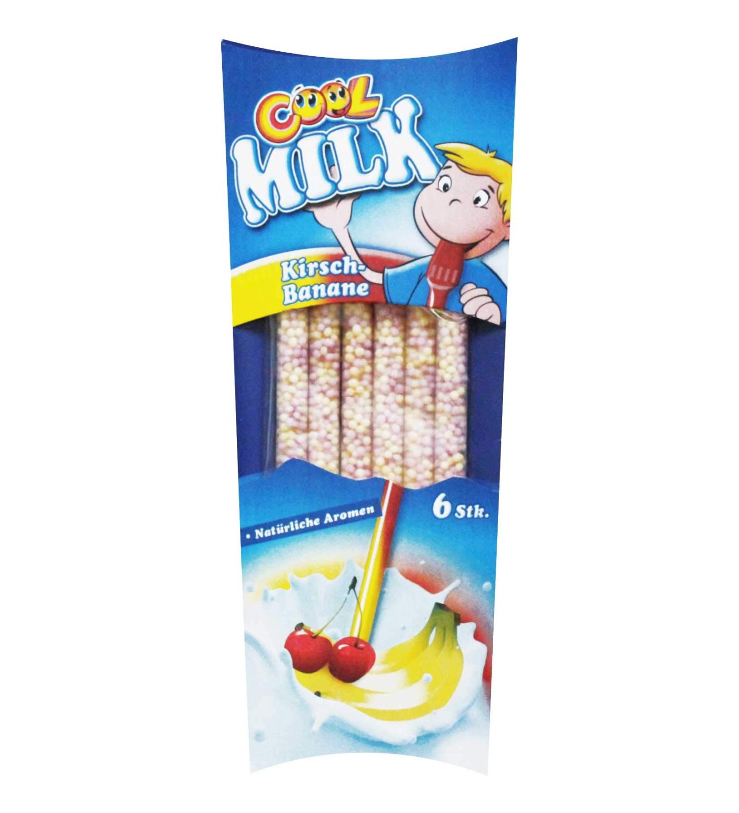 Cool Milk ECO drinking straws for making cocoa | Cherry Banana KIBA | 1 pack with 5 compostable drinking straws each (1 x 30 g)