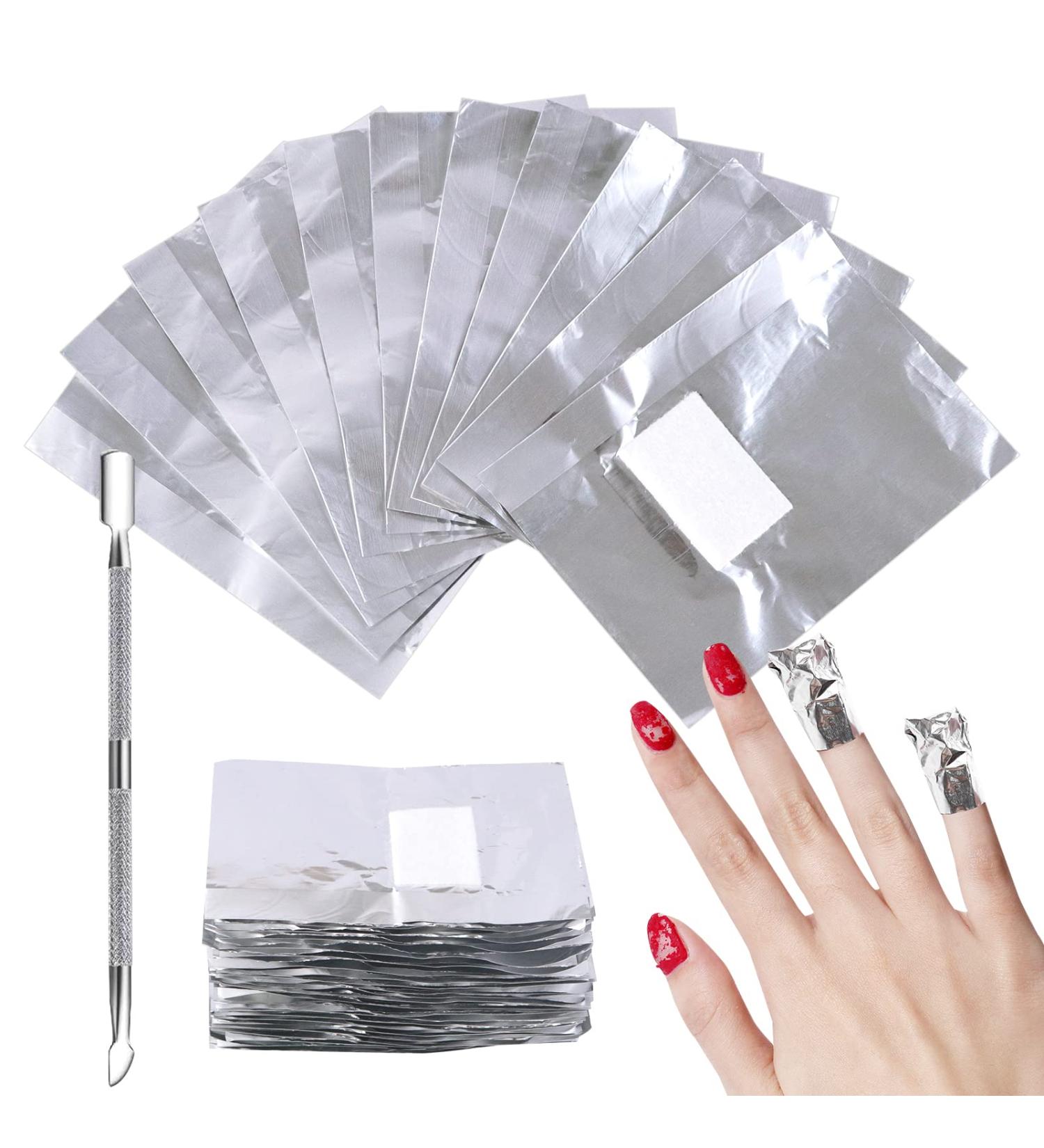 Sularpek Foil Nail Wraps 200 Pcs with Cuticle Pusher | Gel Nail Remover for Fast & Gentle Soak Off | Nail Foils for Gel Nails - Buy Online on SooperMarket.com