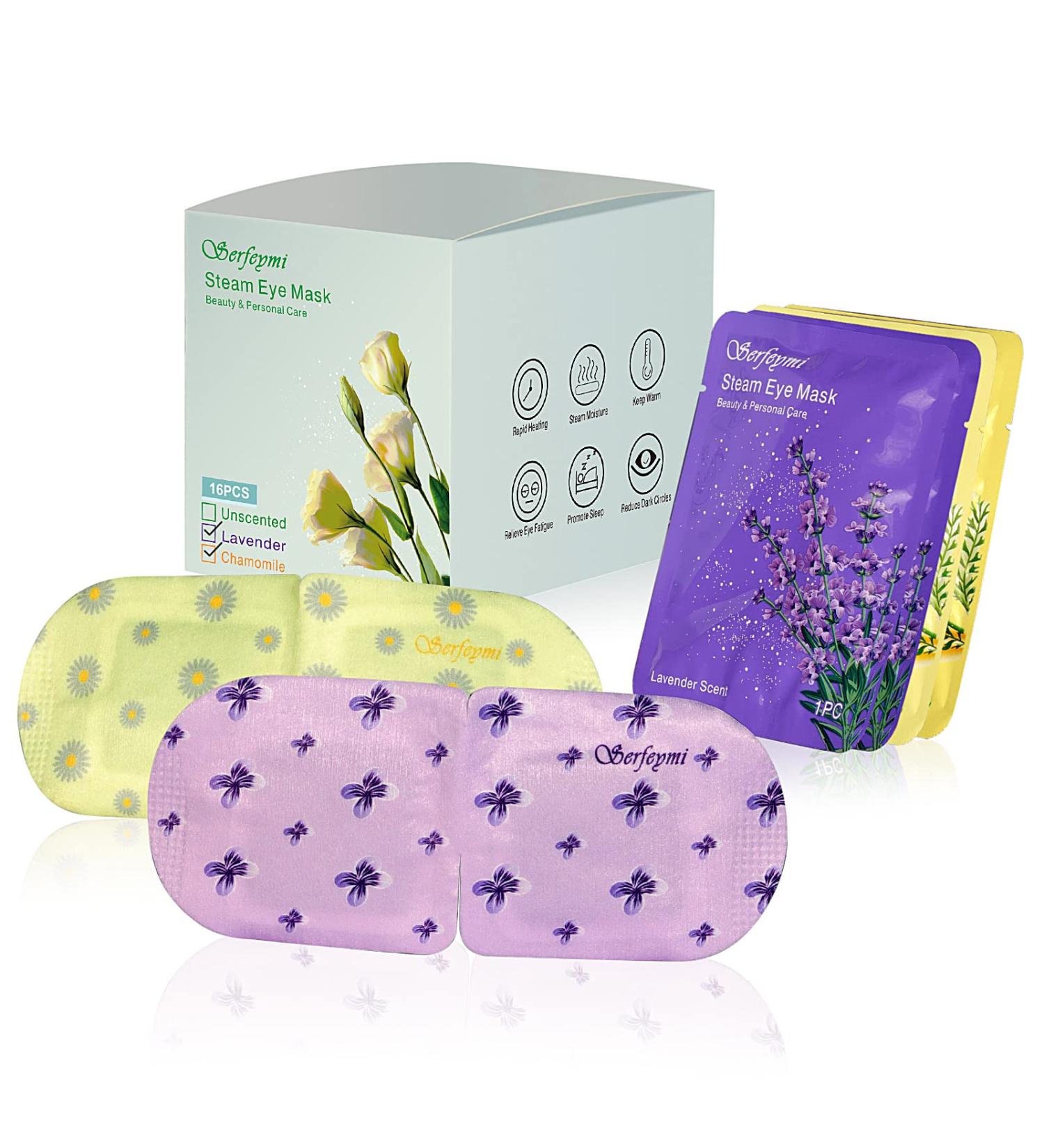 Serfeymi 16-Pack Self-Heating Steam Eye Masks for Sleeping - Lavender & Chamomile | Disposable Eye SPA Mask for Mother's Day Gifts - Buy Online on SooperMarket.com