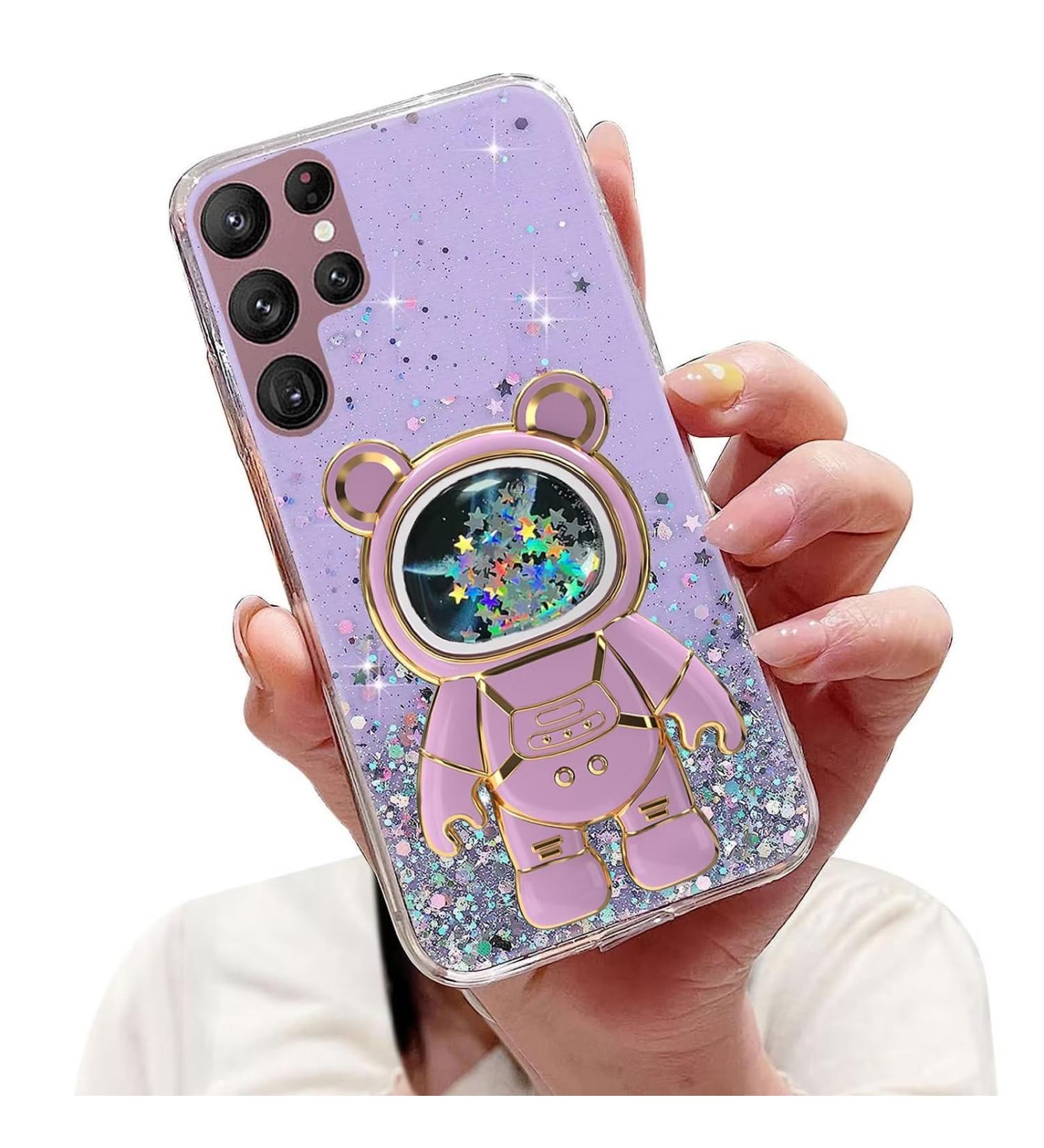Buy Tivenfezk Nadoli Glitter Astronaut Case for Samsung Galaxy S23 Ultra - Soft Silicone Hidden Stand Transparent Purple Shell - Buy Online on SooperMarket.com