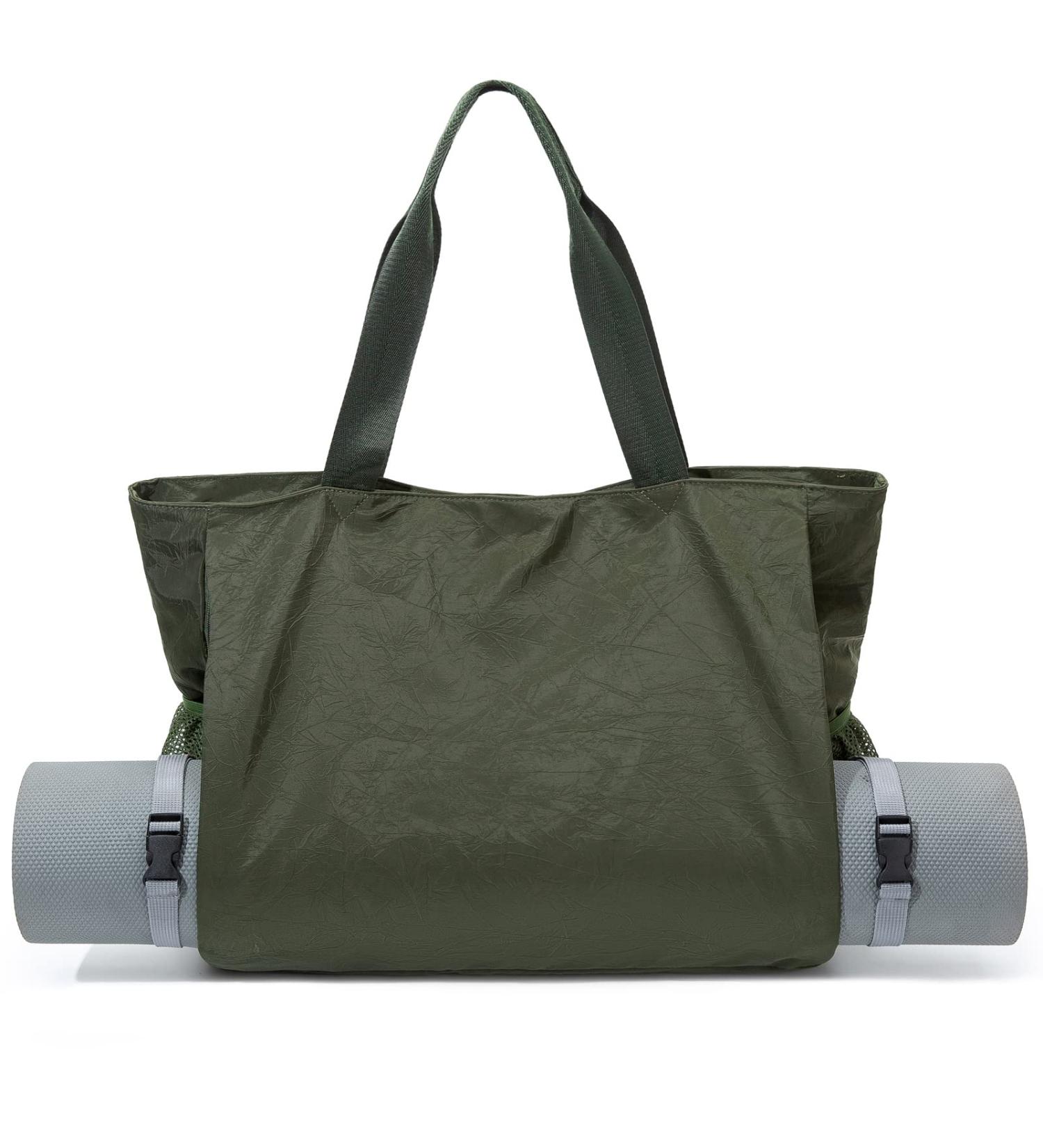BOCMOEO Waterproof Yoga Mat Bag for Women | Shoulder Gym Bag with Mat Holder & Wet Pocket | Ideal for Gym, Yoga, Pilates, Travel, Beach | Green - Buy Online on SooperMarket.com