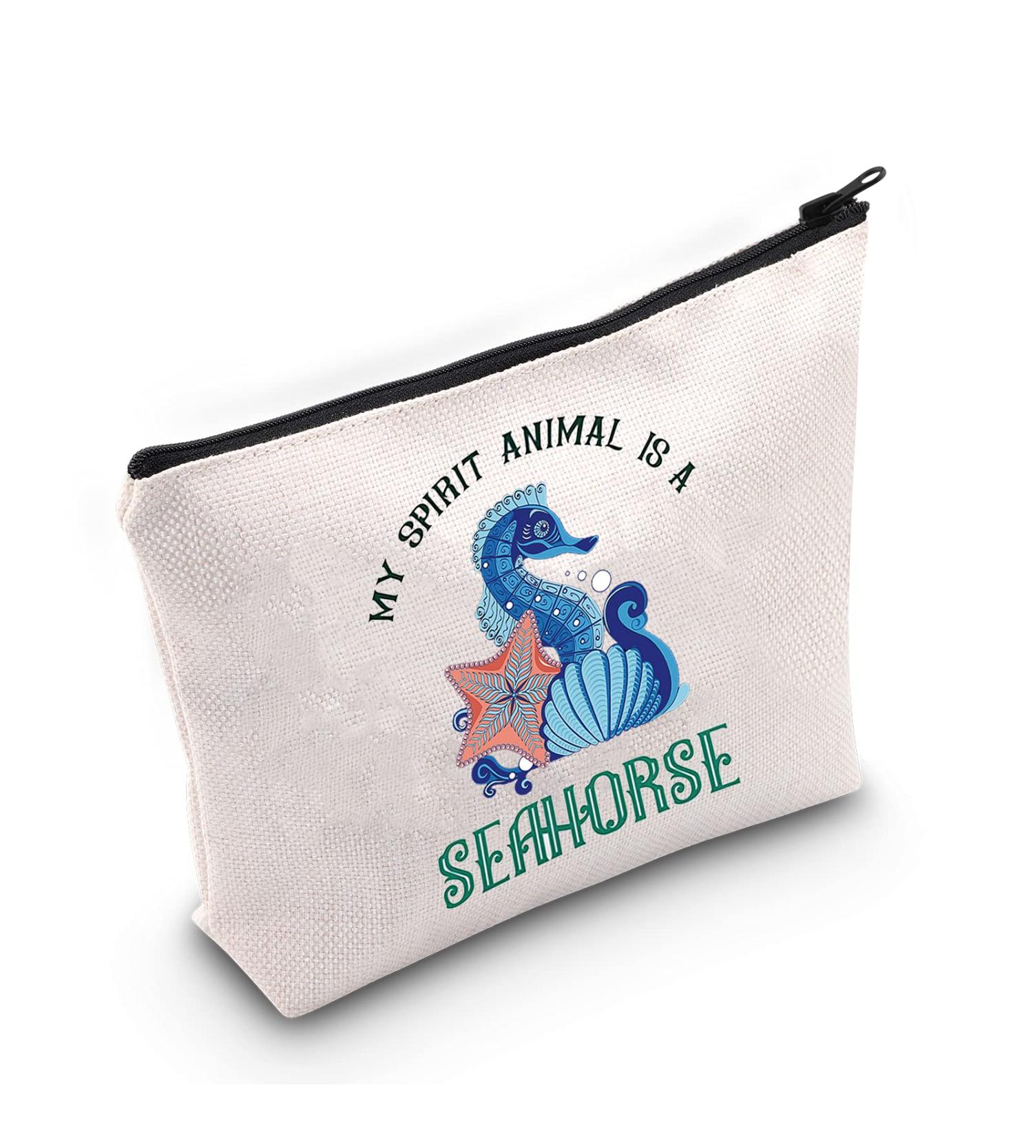 LEVLO Funny Seahorse Cosmetic Bag - Perfect Gift for Seahorse Lovers & Spirit Enthusiasts | International Shipping - Buy Online on SooperMarket.com