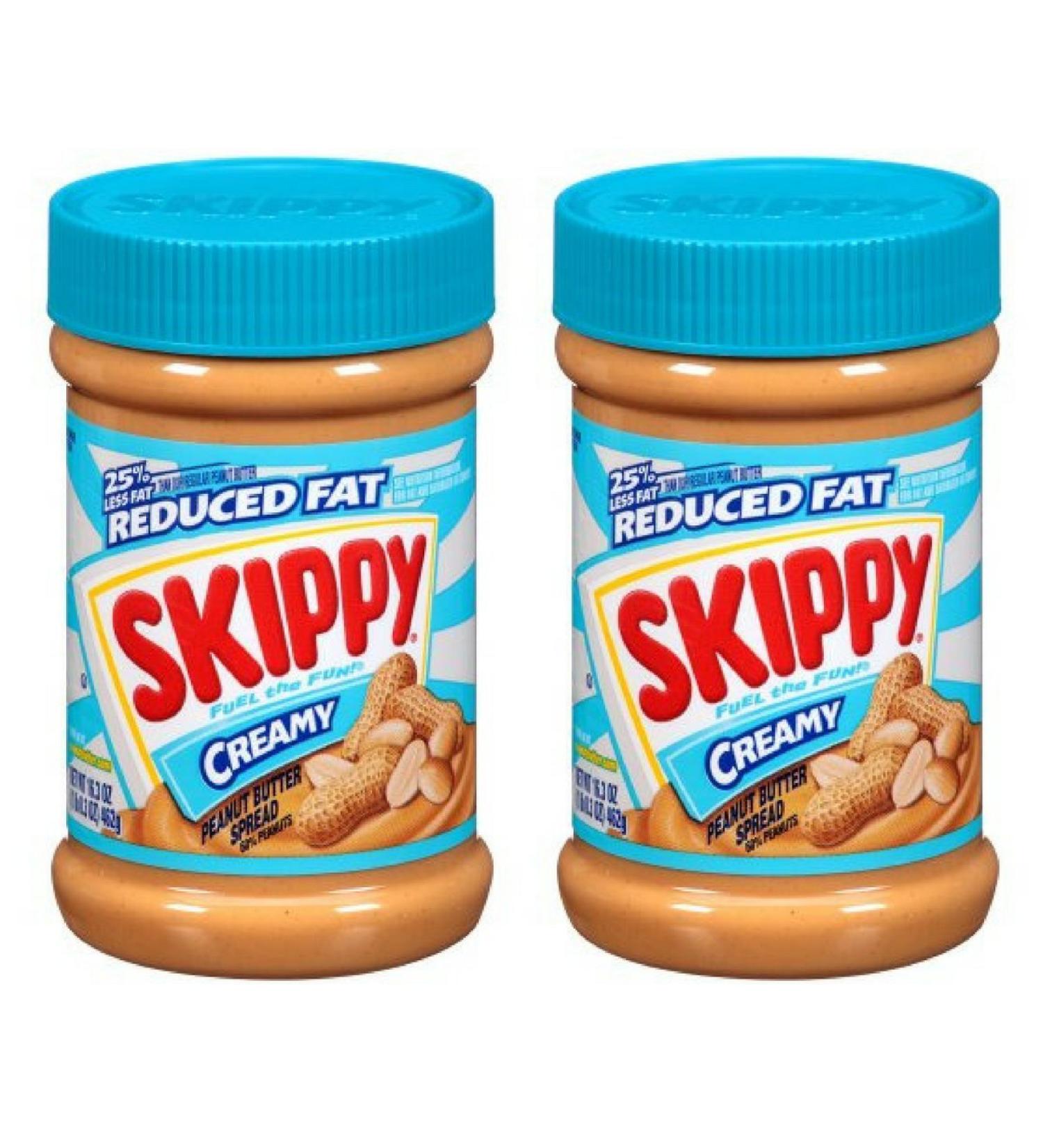 Skippy Peanut Butter, Reduced Fat Creamy, 16.3-Ounce Jars (Pack of 2)