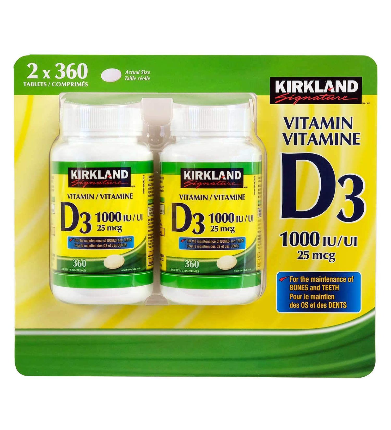 Kirkland signature Vitamin D3 1000 IU Tablets (2 X 360) 720 Count - Buy Online on SooperMarket.com