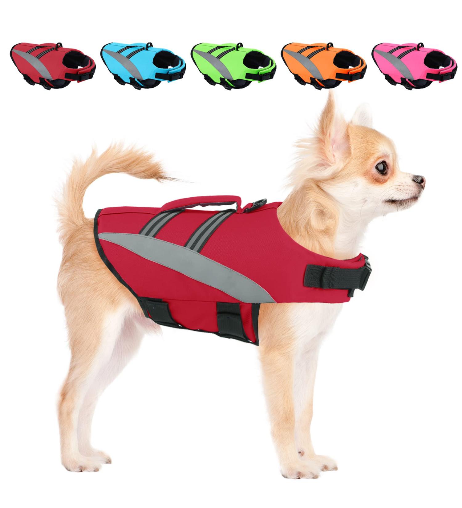 ALAGIRLS Reflective Dog Life Jacket for Small Dogs | High Buoyancy Pet Safety Vest for Beach | Red S Size - Buy Online on SooperMarket.com