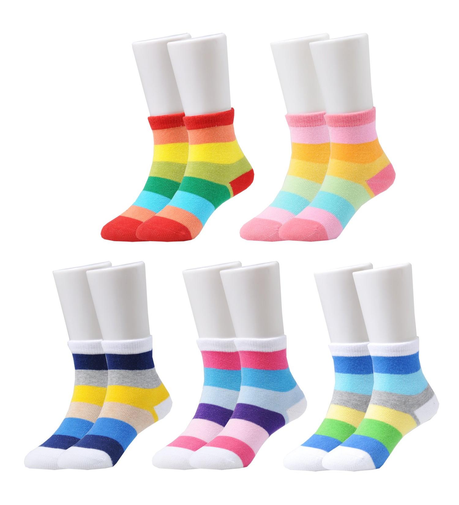 EPEIUS Kids Girls' 5 Pack Seamless Rainbow Stripes Crew Socks - Size Medium, Assorted Colors - Buy Online on SooperMarket.com