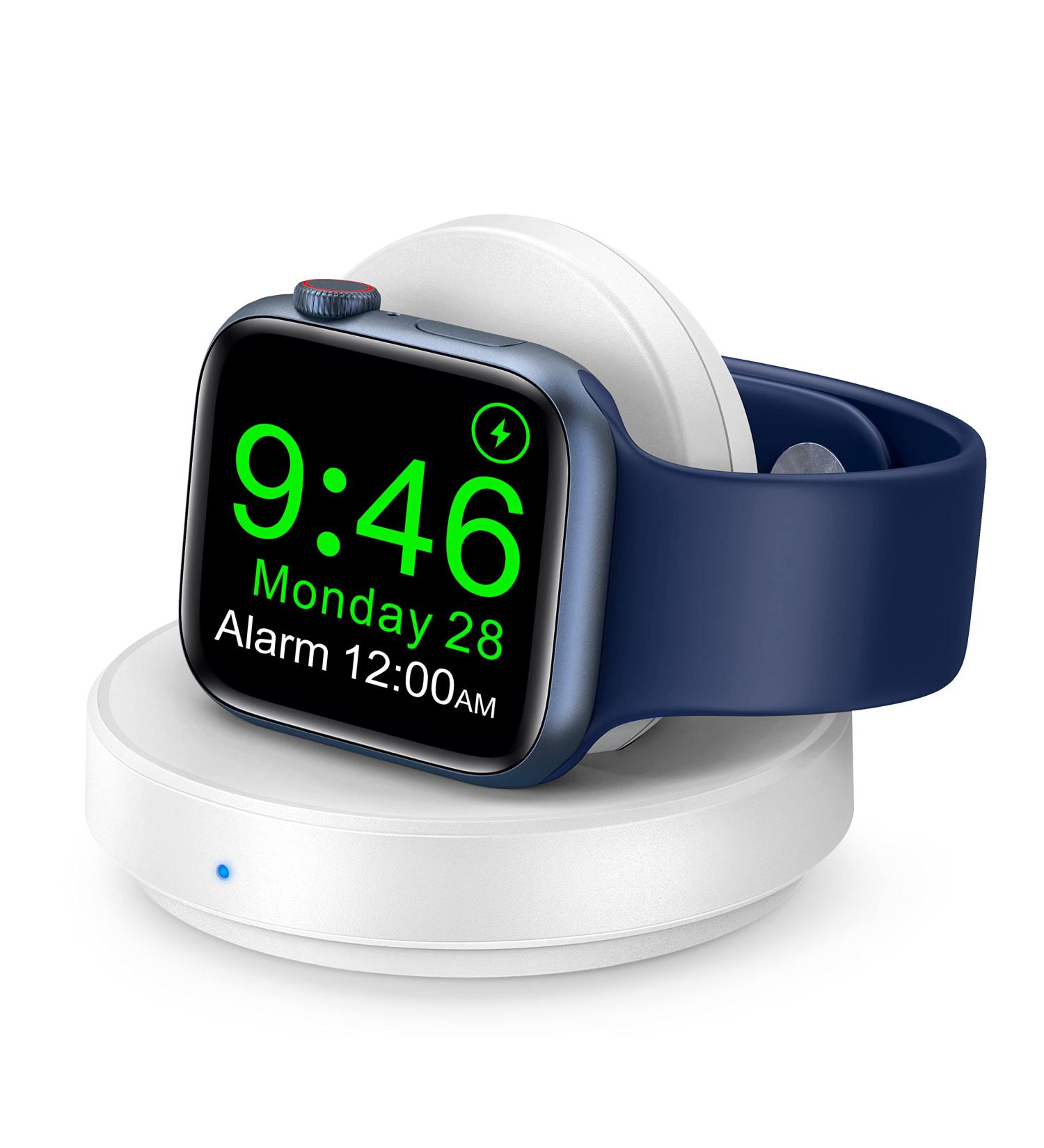 ZAPOGO Portable Magnetic Apple Watch Charger Stand - Wireless Fast Charging Dock with Nightstand Mode for Apple Watch Series 8/7/SE/6/5/4/3/2 - White - Buy Online on SooperMarket.com