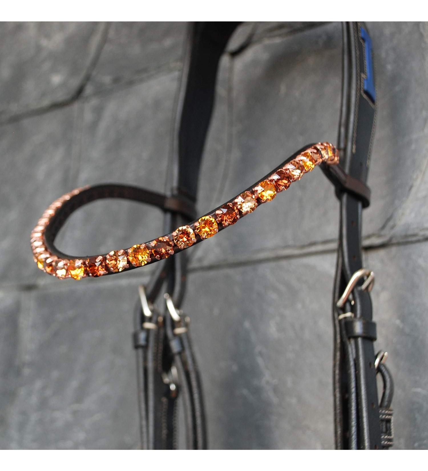 Designer Brown 'Wood' Herring Straps for Happiness Horses - Hand-Sewn with Glitter Stones for Ponies | Premium Black Leather - Buy Online on SooperMarket.com