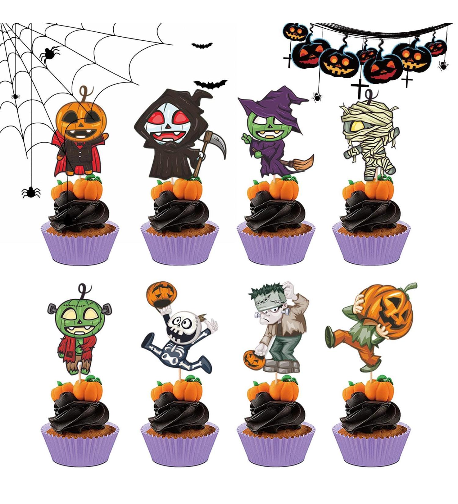 Halloween Cake Toppers | Fall Theme Cupcake Decorations - Fall Theme Cupcake Decorations for Halloween Party Decorations Thanksgiving Party - Buy Online on SooperMarket.com