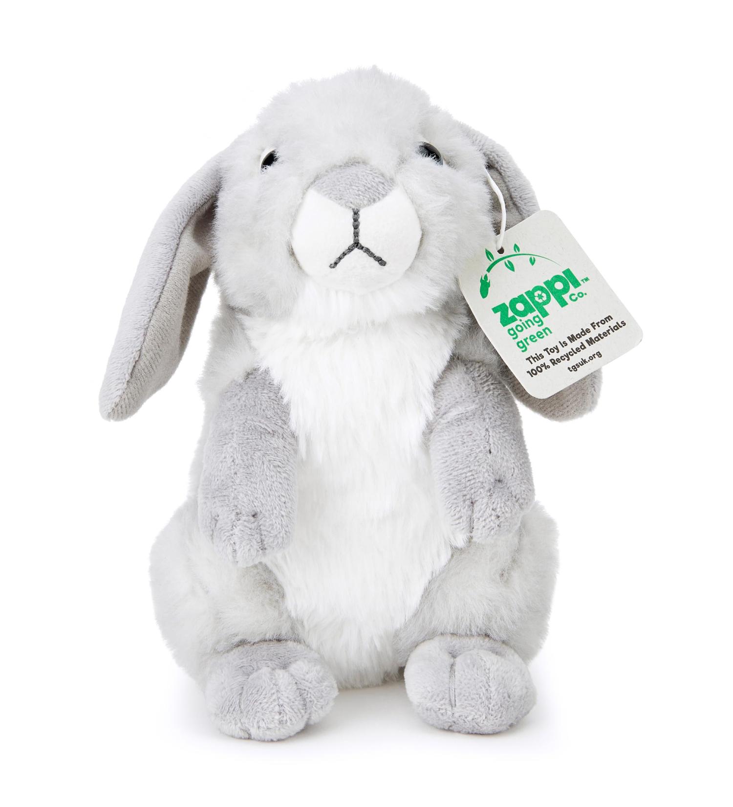Zappi Co Eco-Friendly Bunny Rabbit Grey Plush Toy (20cm) - Charming Snuggly Safari Collection, 100% Recycled Material - Buy Online on SooperMarket.com