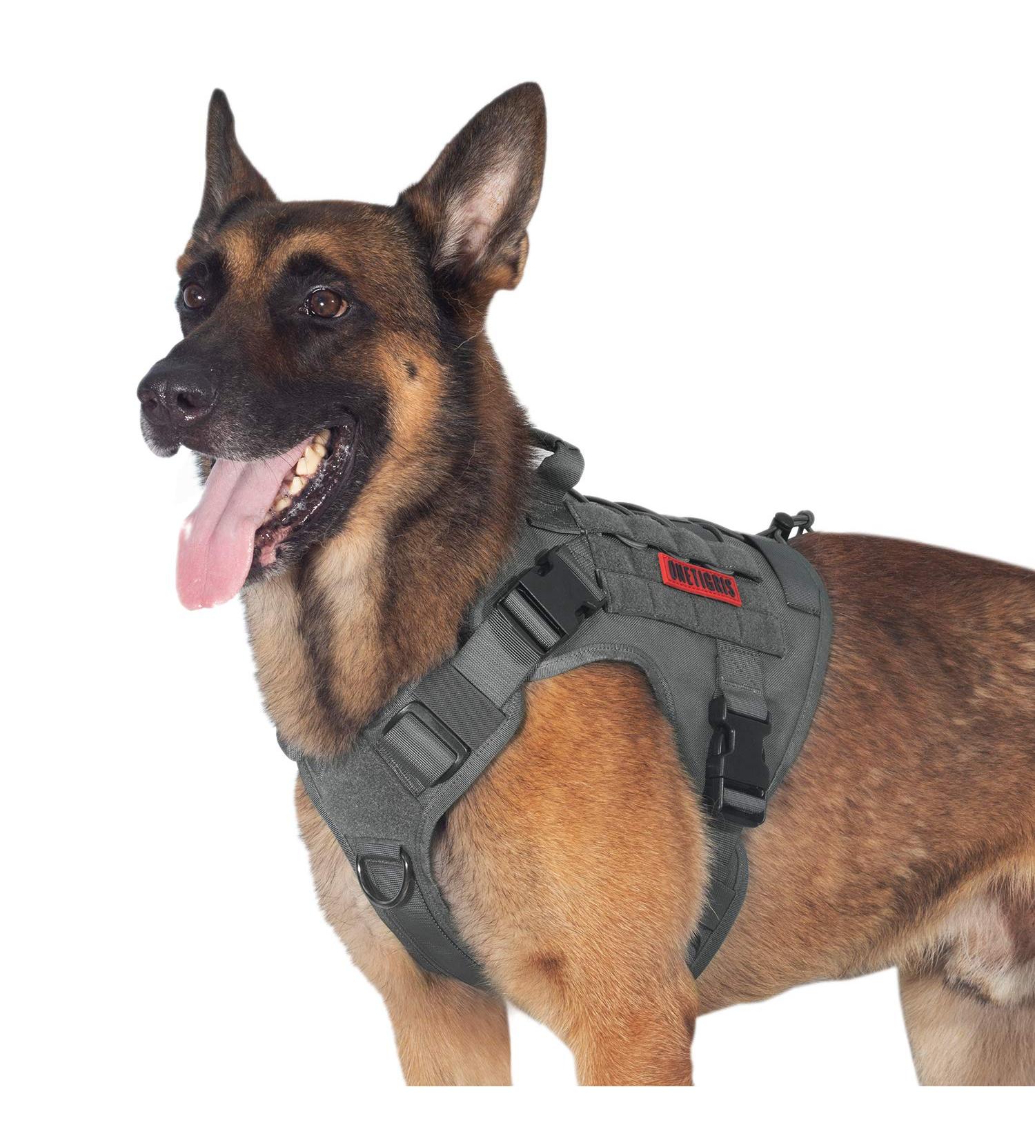 OneTigris Tactical Dog Vest | MOLLE Service Dog Harness | 1000D Nylon | Large | Grey - Ideal for Training & Outdoor Adventures - Buy Online on SooperMarket.com
