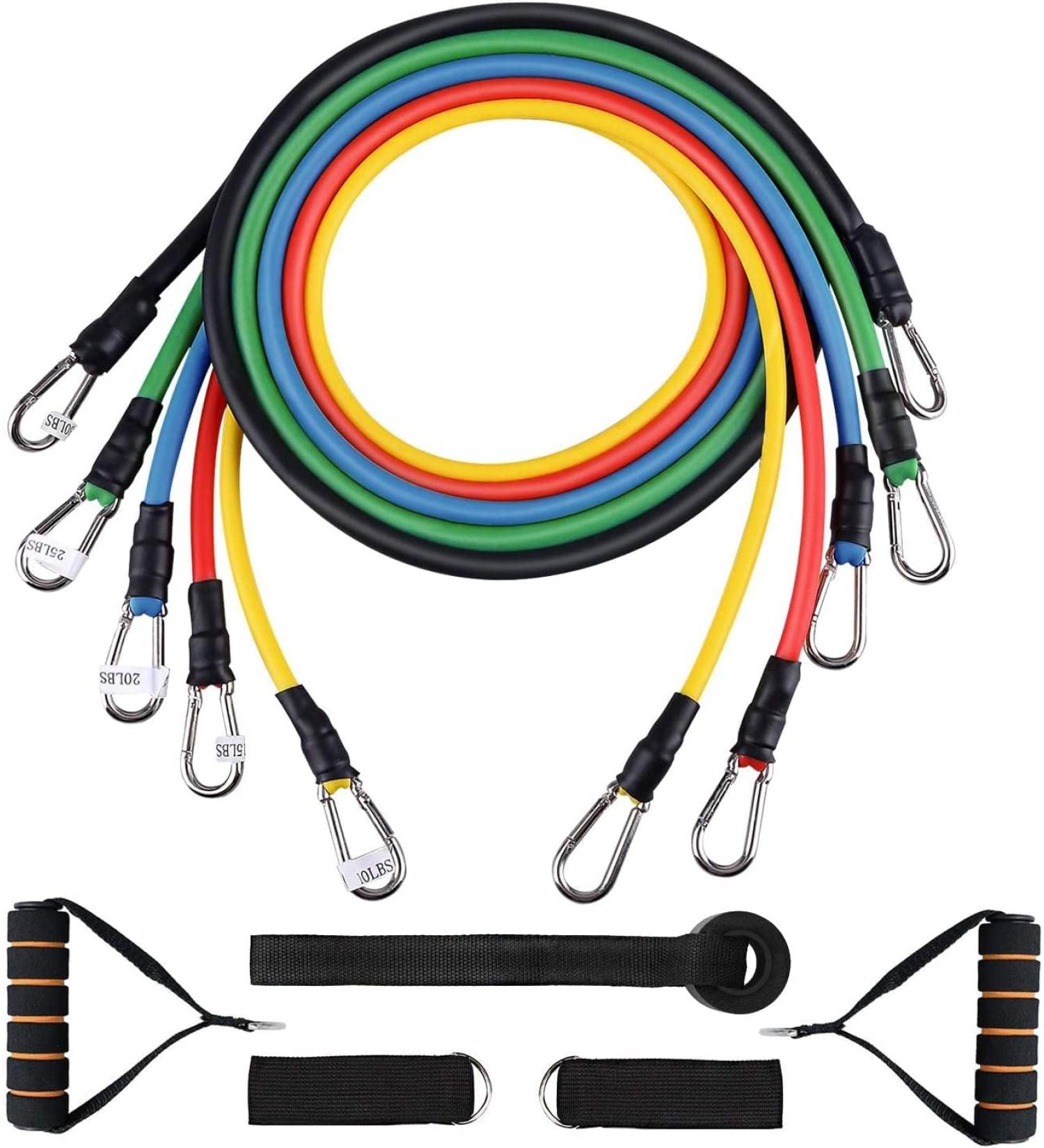 5pcs Resistance Bands Set with Handles | 150LBS Strength Training Tubes for Men and Women | Home Workout Equipment - Buy Online on SooperMarket.com