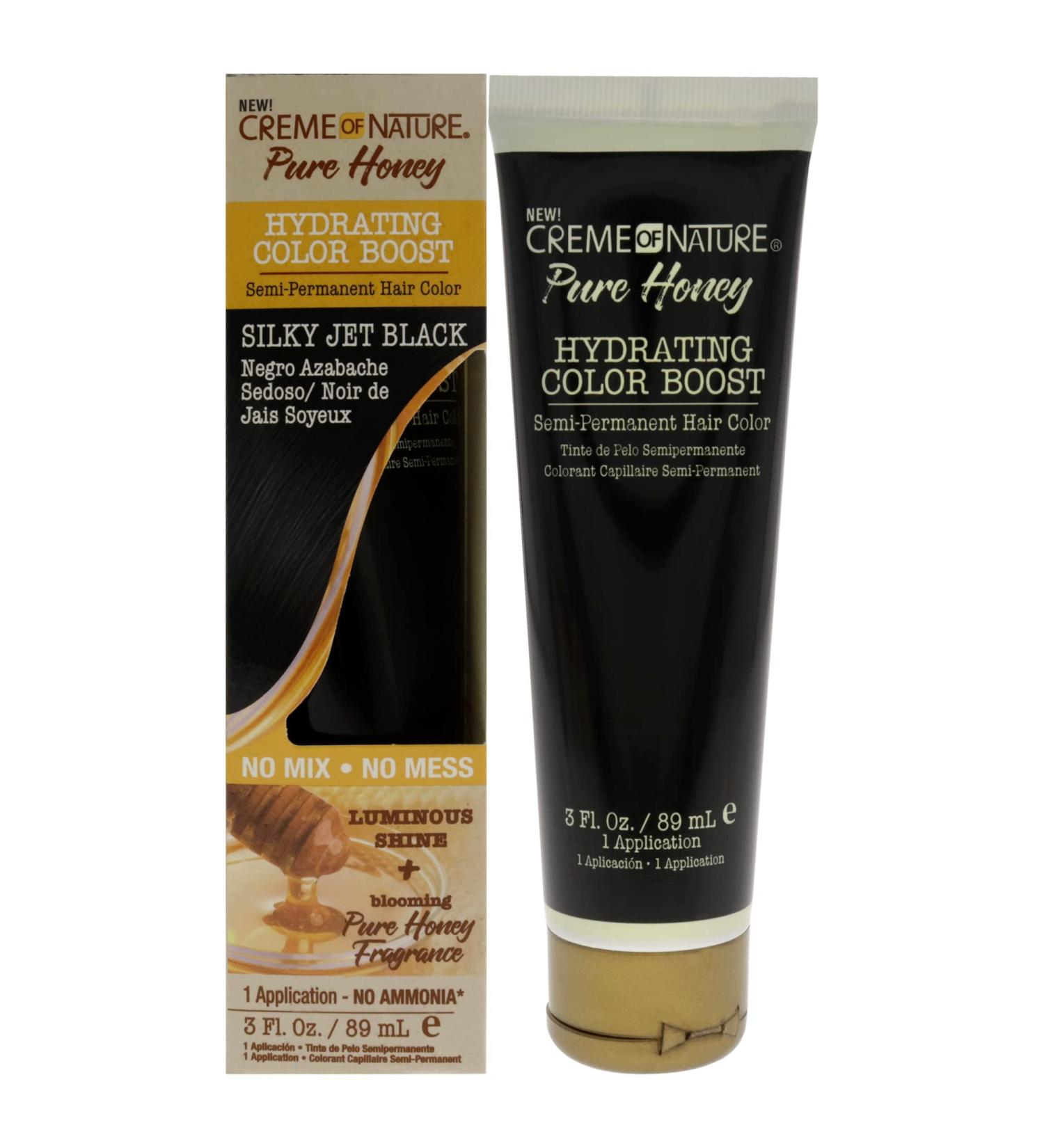 Creme of Nature Pure Honey Hydrating Color Boost - Silky Jet Black Semi-Permanent Hair Color 3 oz | Unisex International Shipping - Buy Online on SooperMarket.com