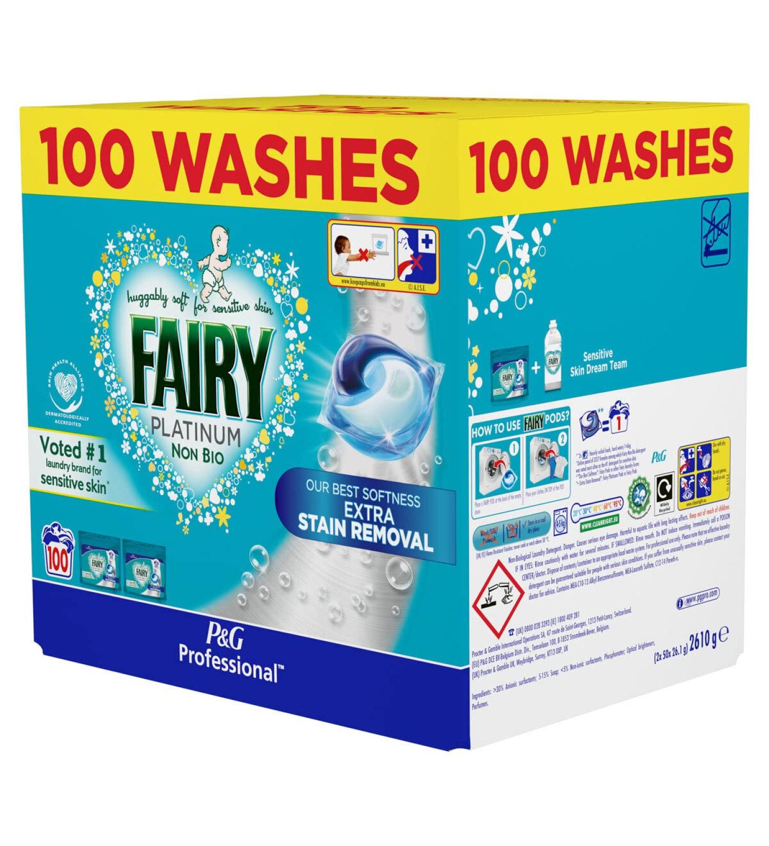 Fairy Non Bio Platinum Pods with Extra Stain Removal 100 Wash - Buy Online on SooperMarket.com