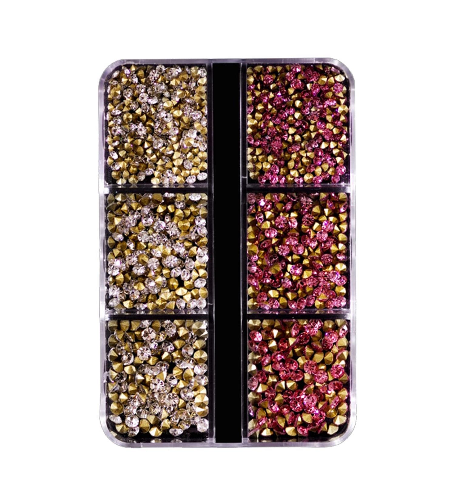 Worparsen 1 Box Nail Ornaments Nail Beauty Charms Golden Bottom Glass Rhinestone Nail Art Charms Ornament Accessories C - Buy Online on SooperMarket.com