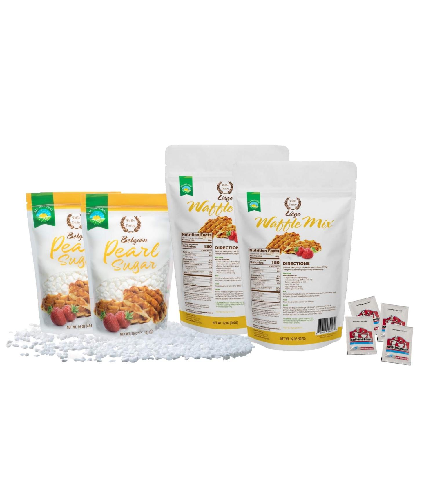 Waffle Pantry Liege Waffle Mix 32 oz (Pack of 2) - Delicious Belgian Waffles at Home - Buy Online on SooperMarket.com