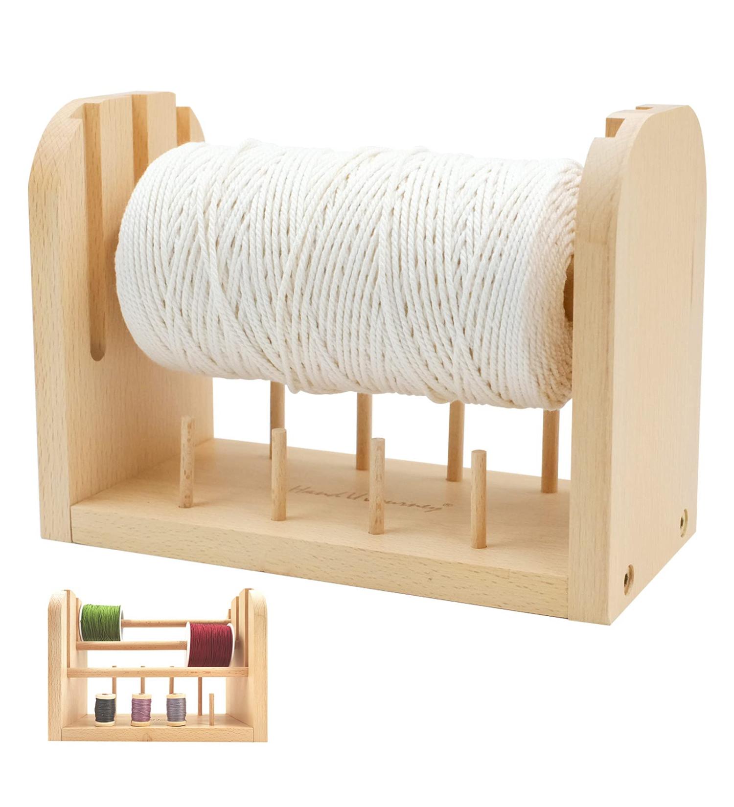 Hand U Journey Wood Spools Holder | 3-Thread Beech Rack Organizer for Macrame, Weaving, Sewing & Yarn - Buy Online on SooperMarket.com