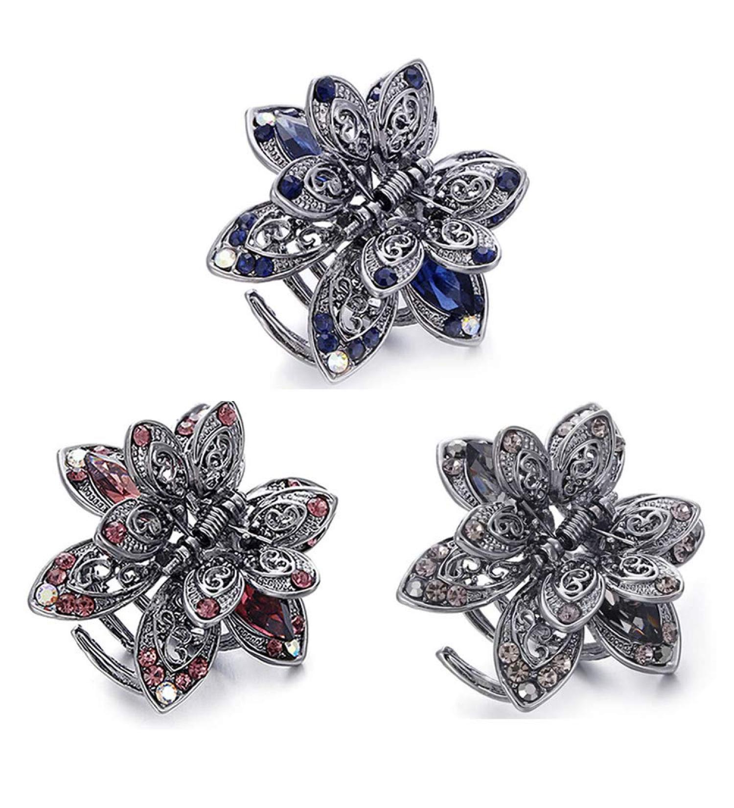 WSERE Set of 3 Mini Rhinestone Hair Jaw Clips for Women Girls - Non Slip Exquisite Claw Clip - Easy to Match - Multicolor - Pack of 3 - Buy Online on SooperMarket.com